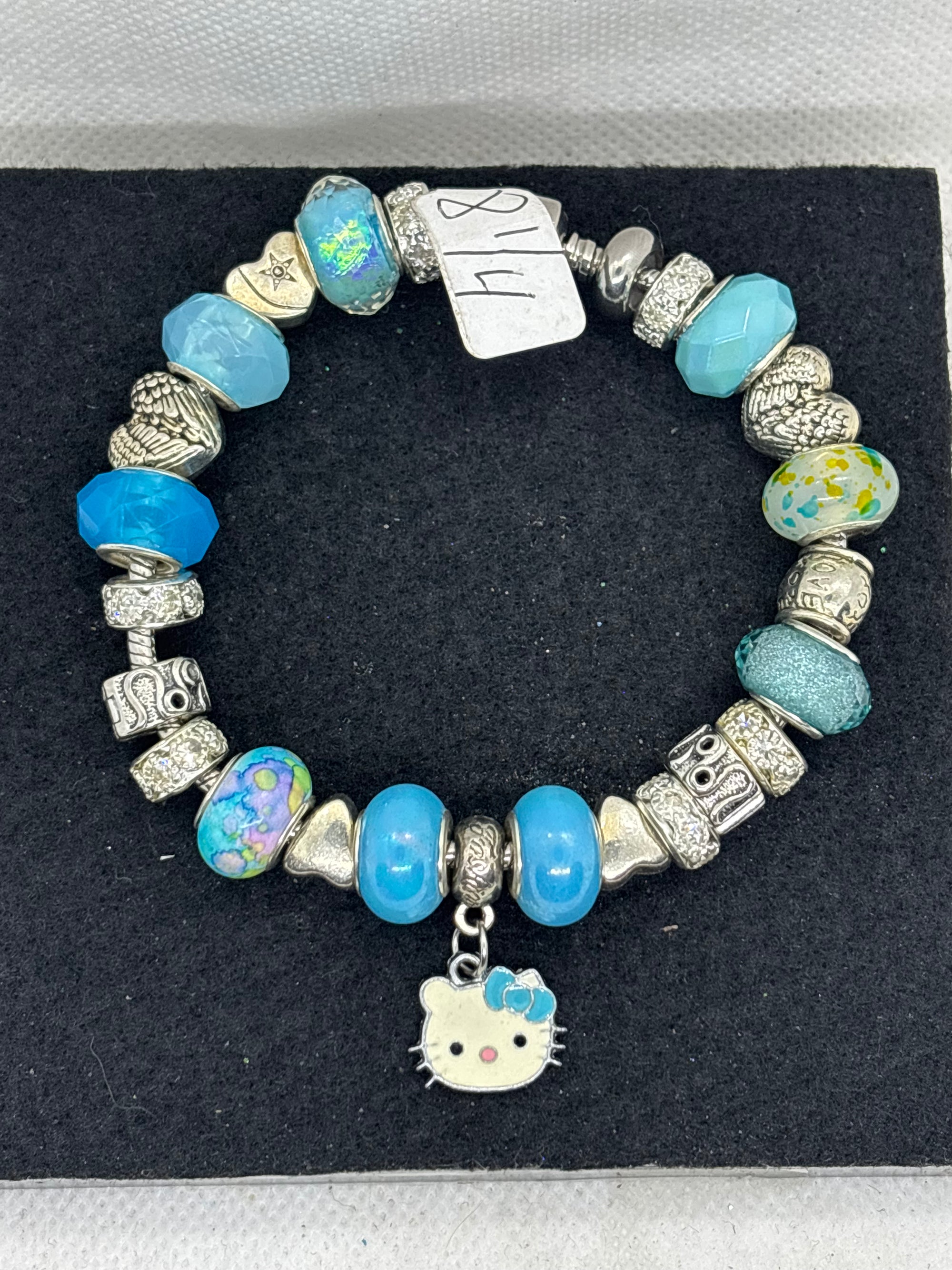 Teal Kitty Charm Bracelet