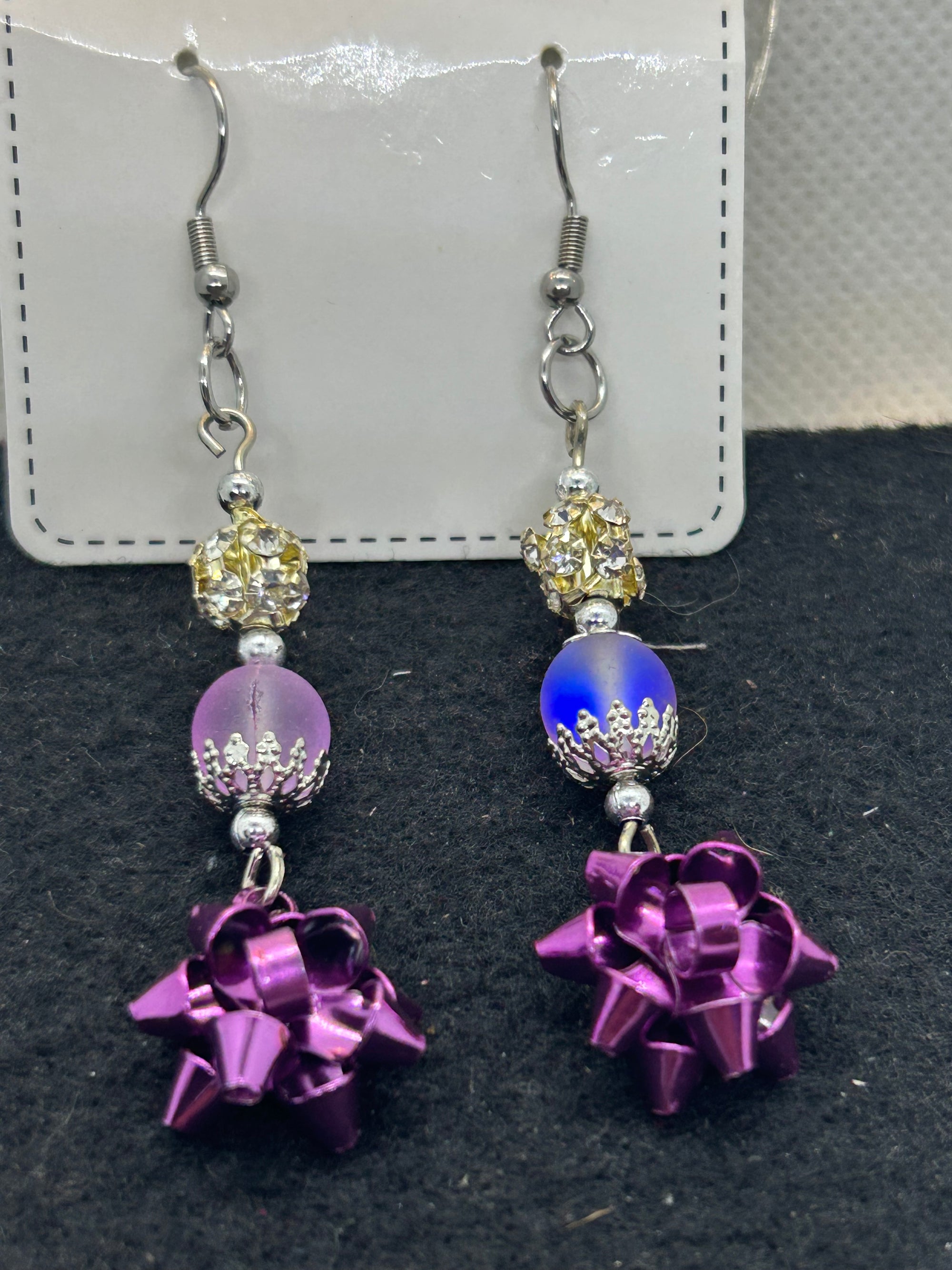 Purple Bow Earrings