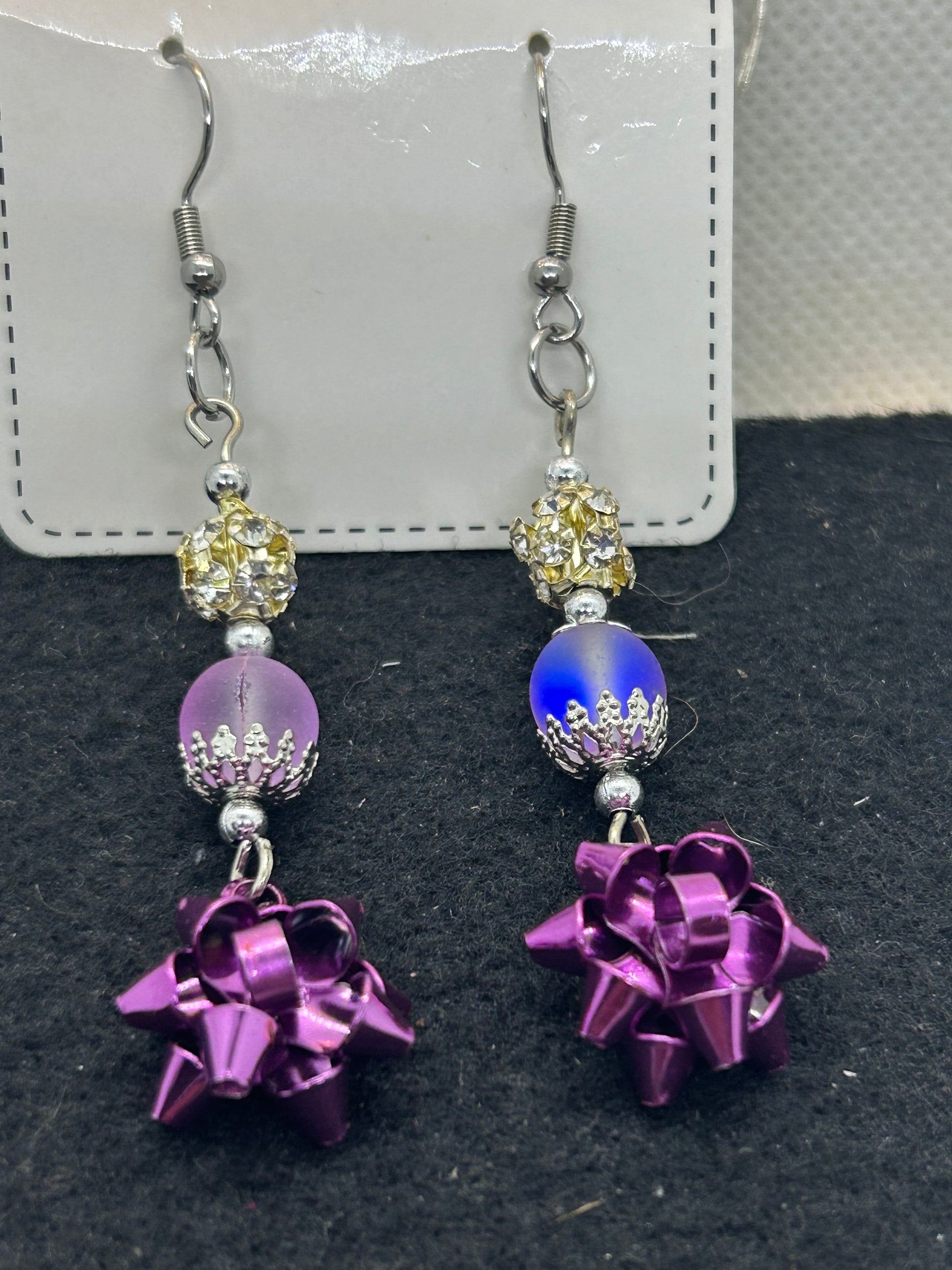 Purple Bow Earrings