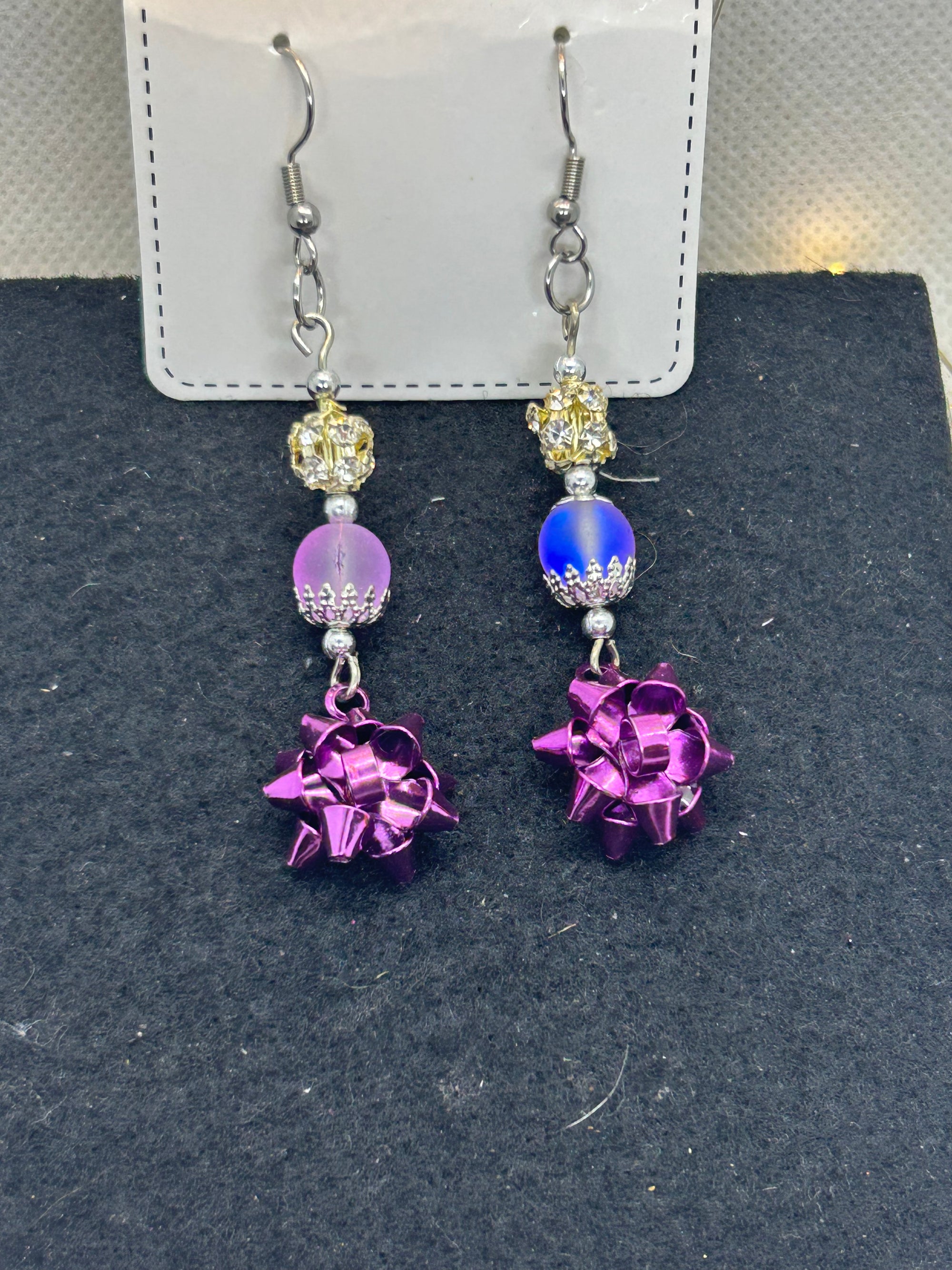 Purple Bow Earrings