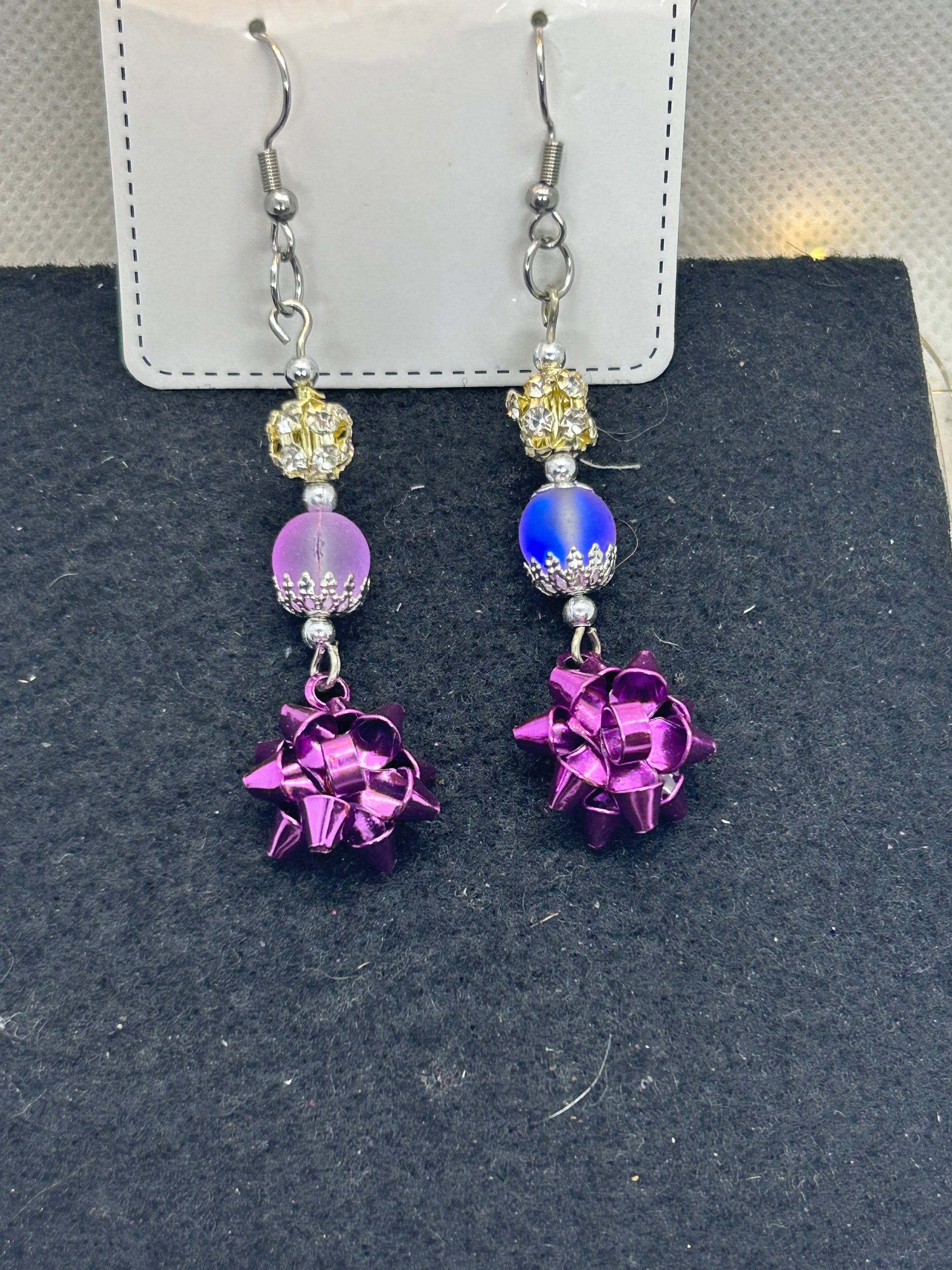 Purple Bow Earrings