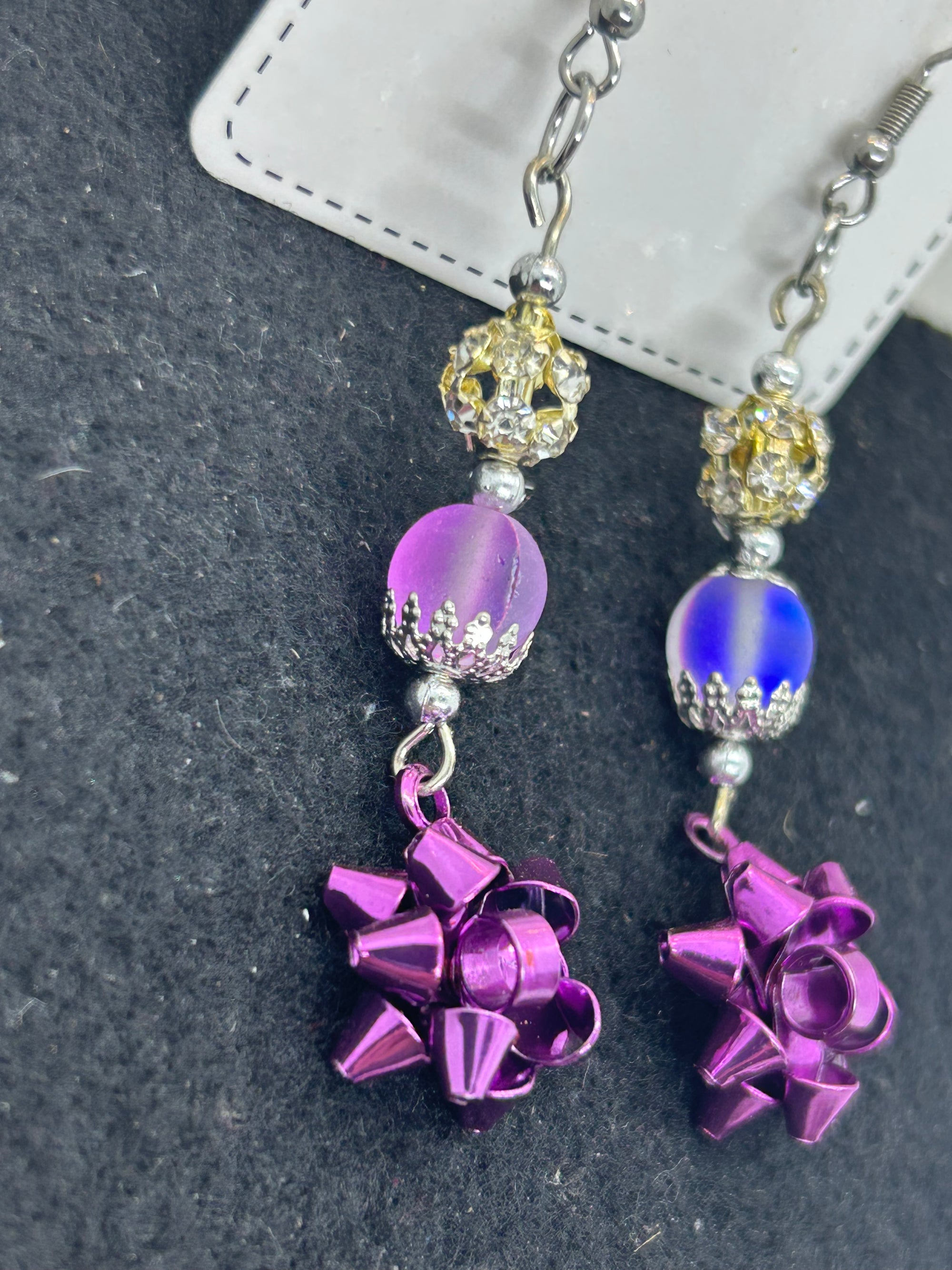 Purple Bow Earrings