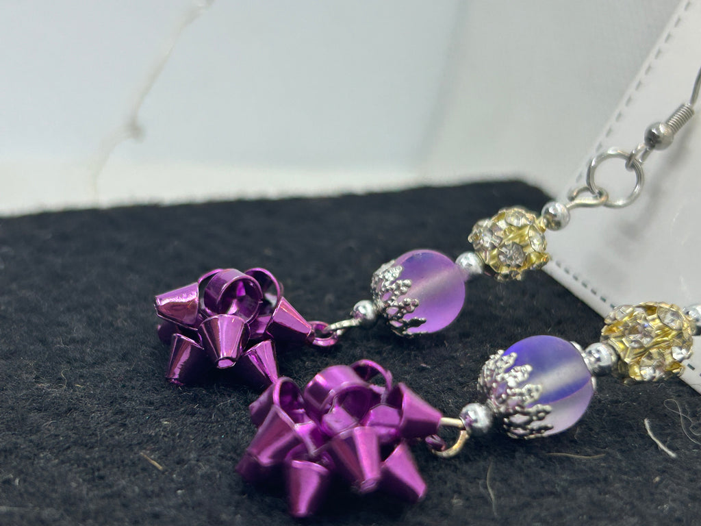 Purple Bow Earrings