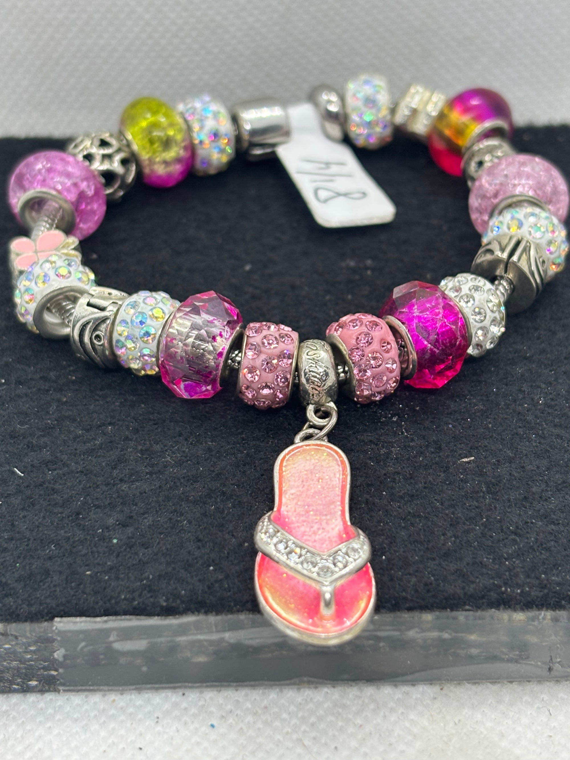 Pink Flip Flop Charm Bracelet