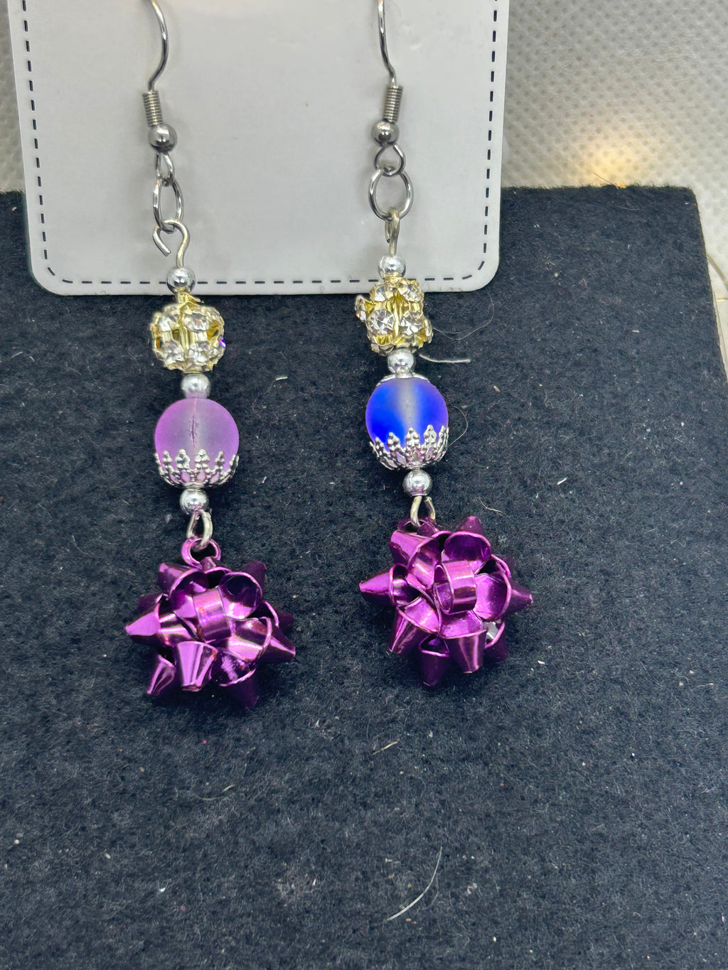 Purple Bow Earrings