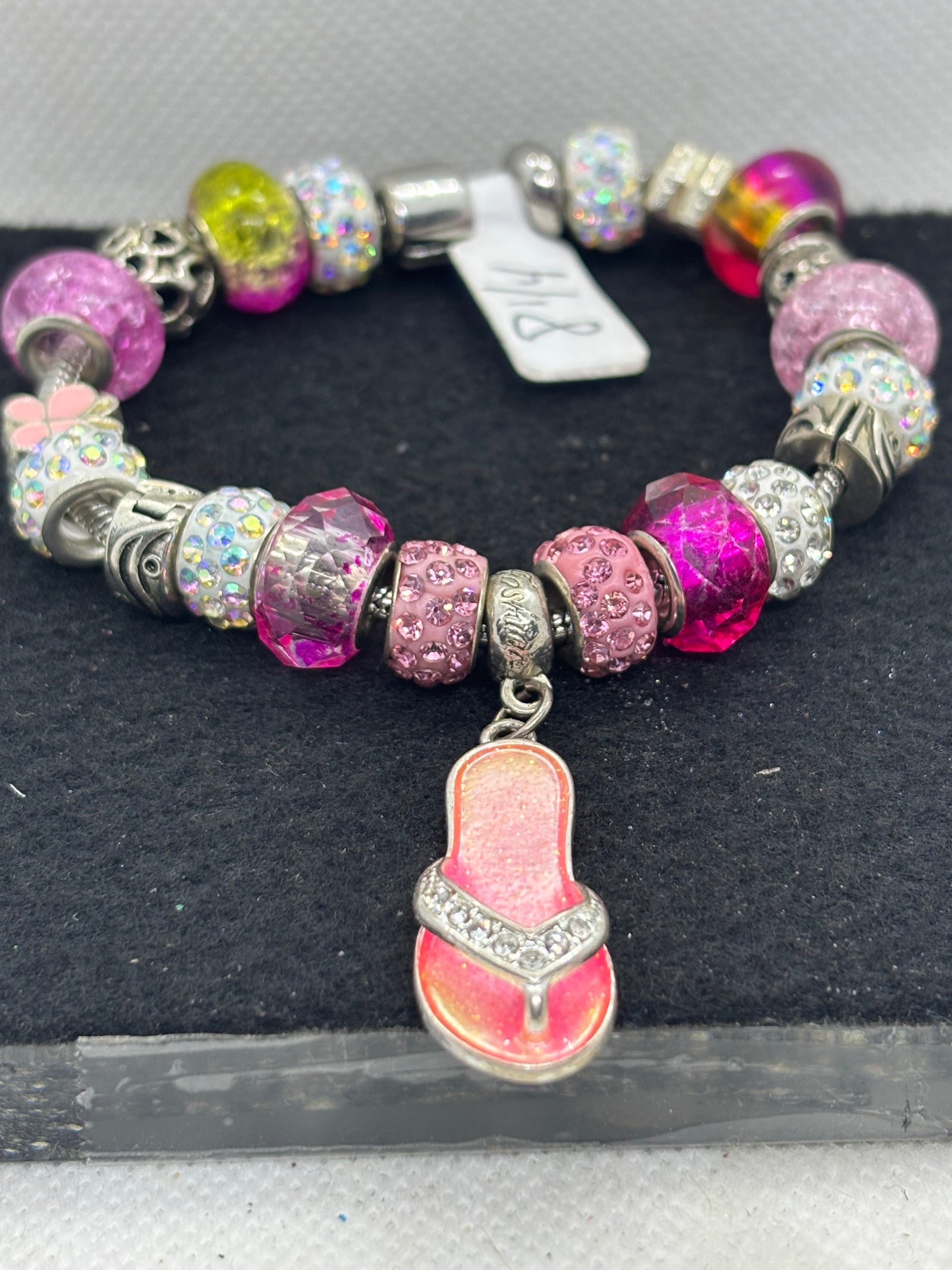 Pink Flip Flop Charm Bracelet