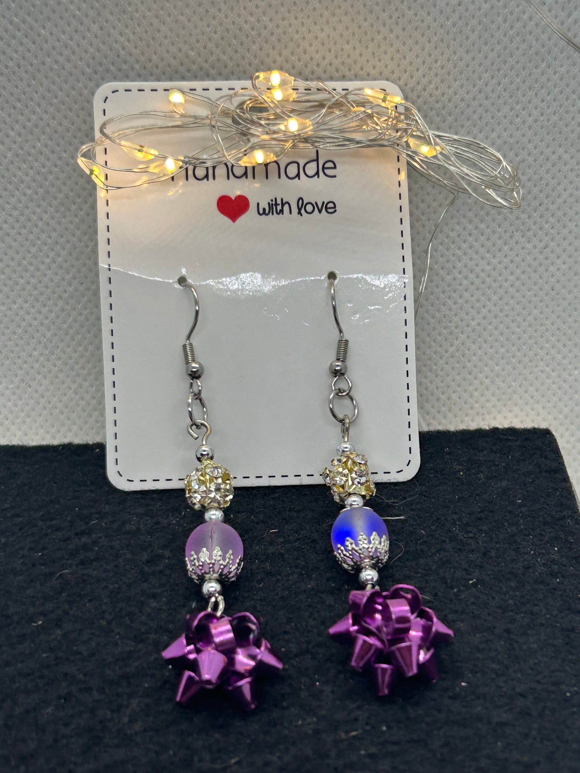 Purple Bow Earrings