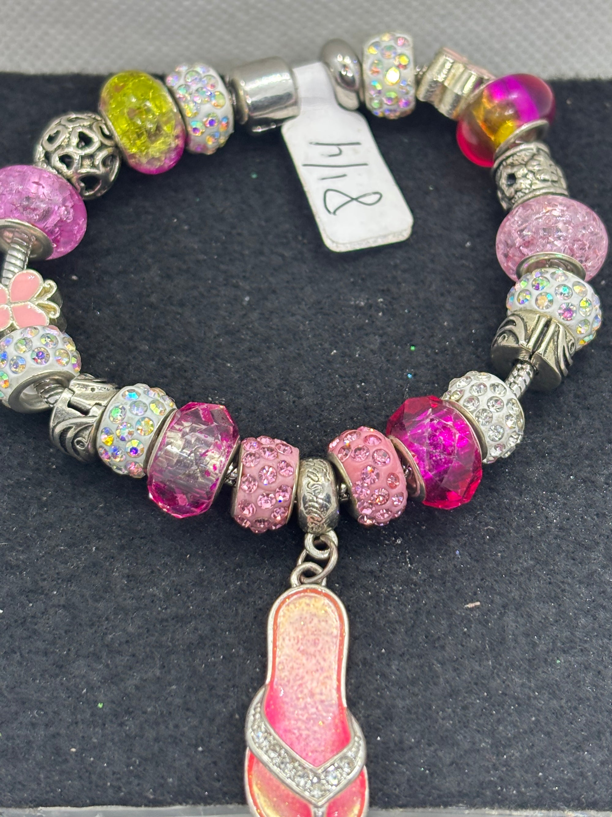 Pink Flip Flop Charm Bracelet