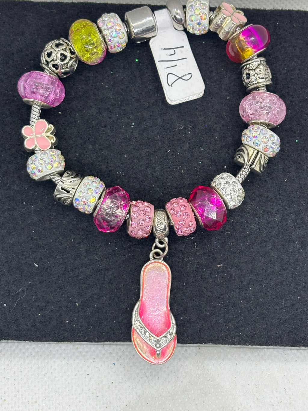 Pink Flip Flop Charm Bracelet