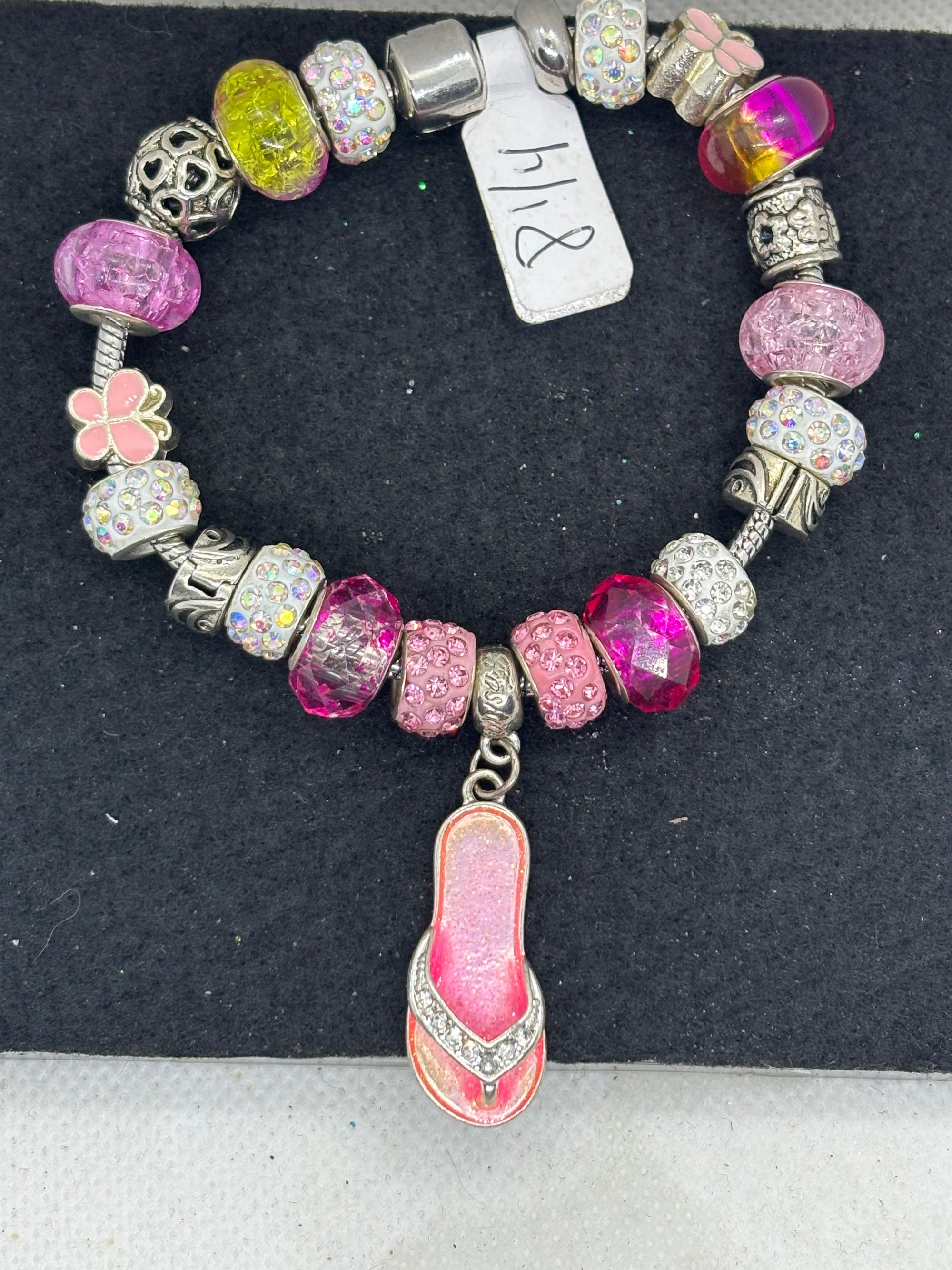 Pink Flip Flop Charm Bracelet