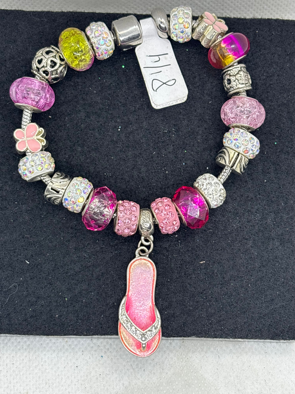 Pink Flip Flop Charm Bracelet