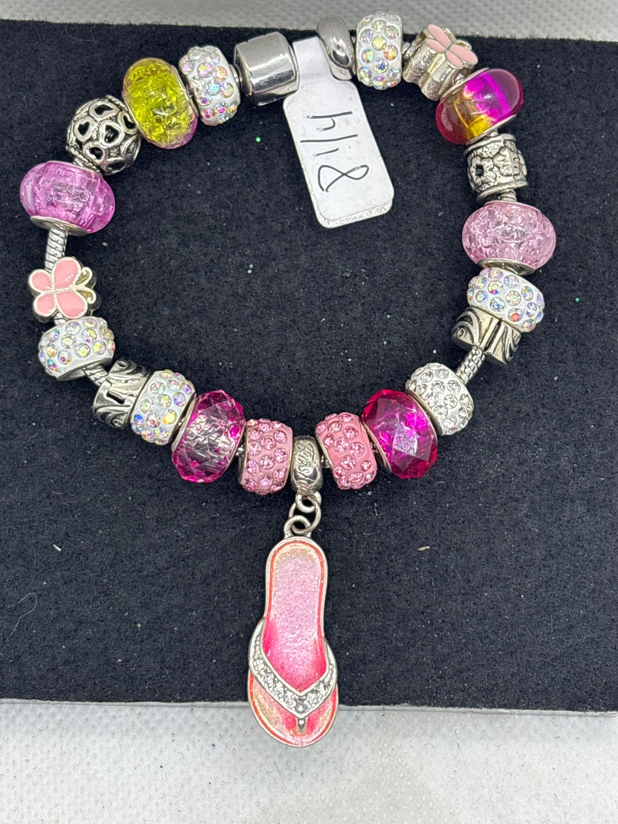 Pink Flip Flop Charm Bracelet