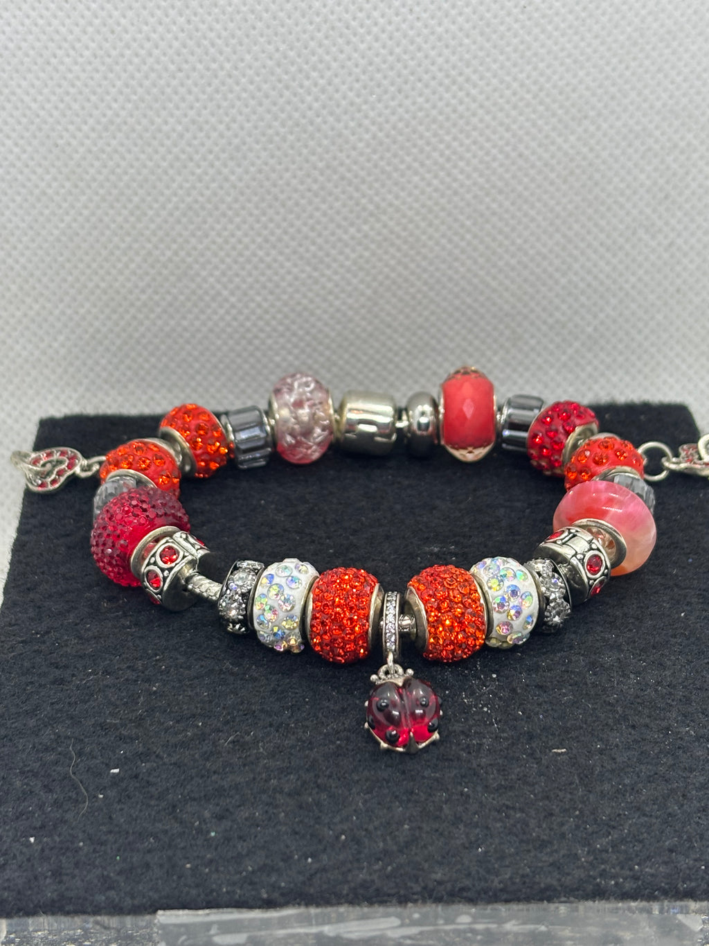 Red Lady Bug Charm Bracelet