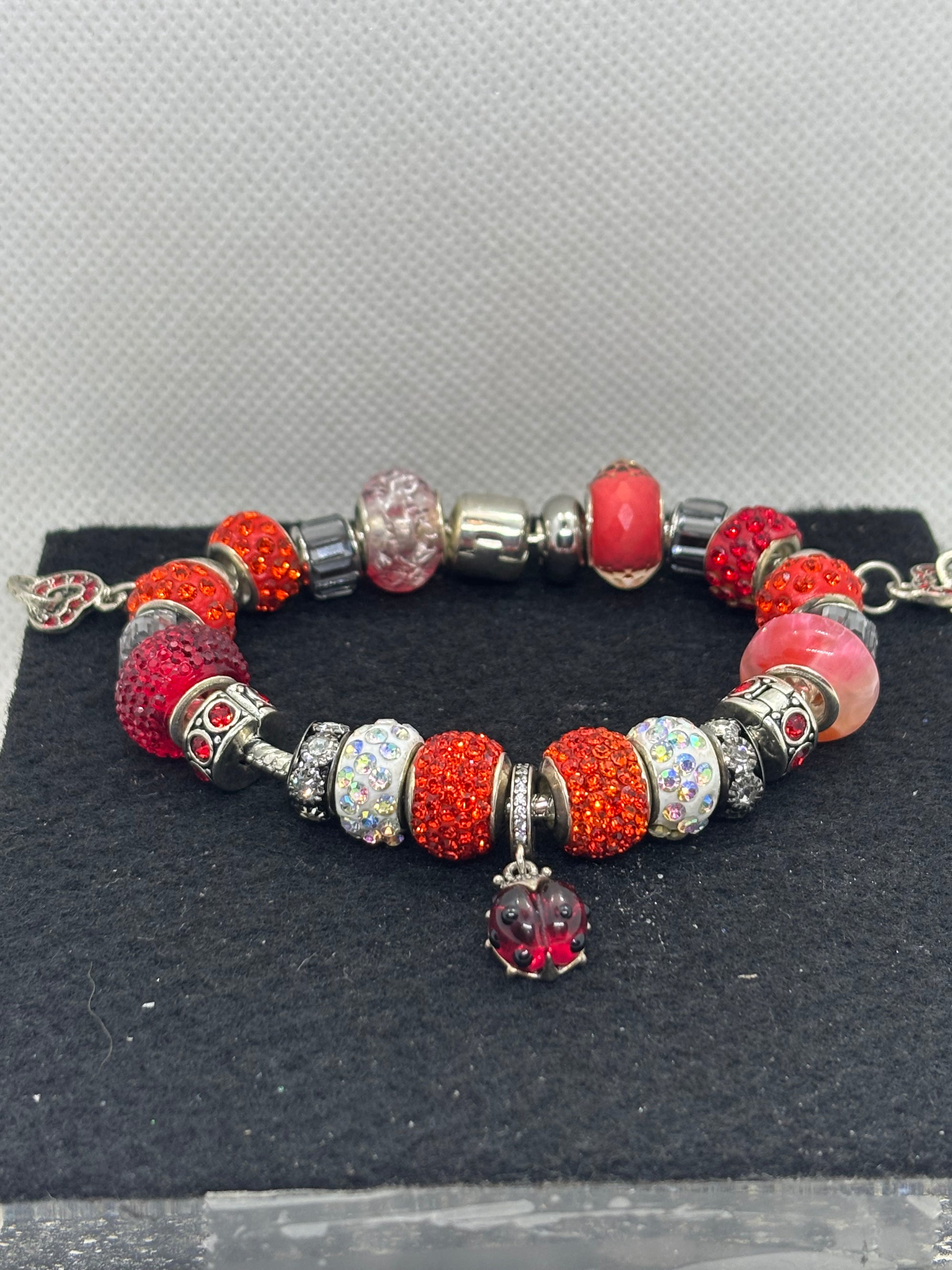 Red Lady Bug Charm Bracelet