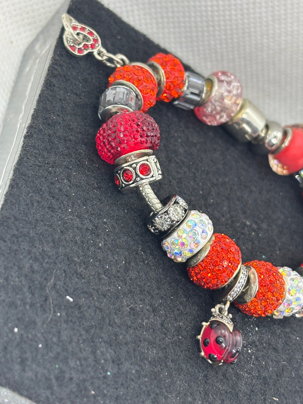 Red Lady Bug Charm Bracelet