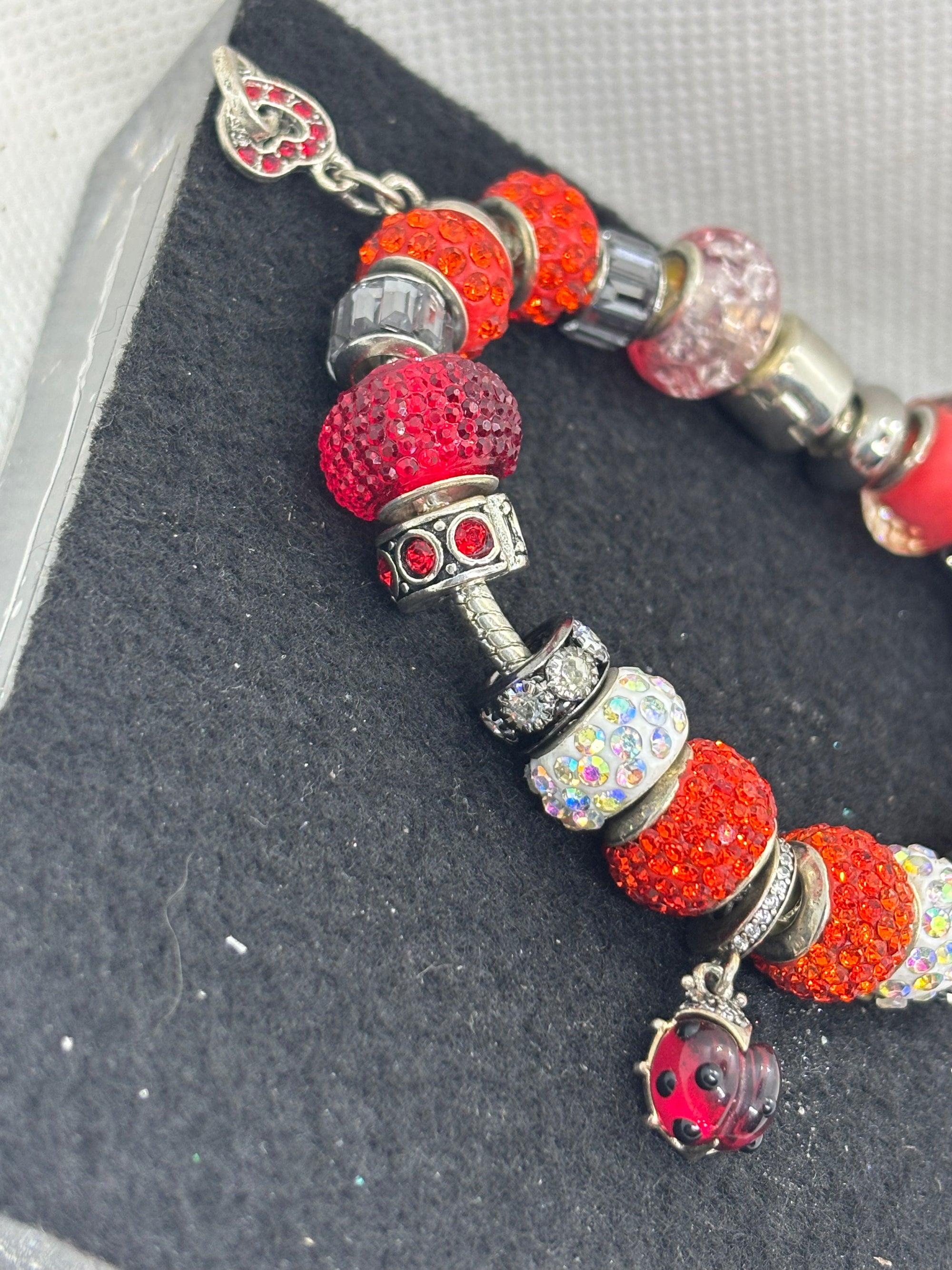 Red Lady Bug Charm Bracelet