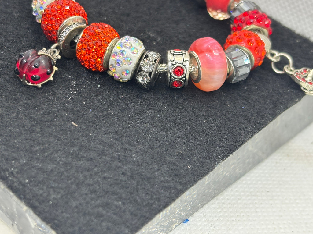 Red Lady Bug Charm Bracelet