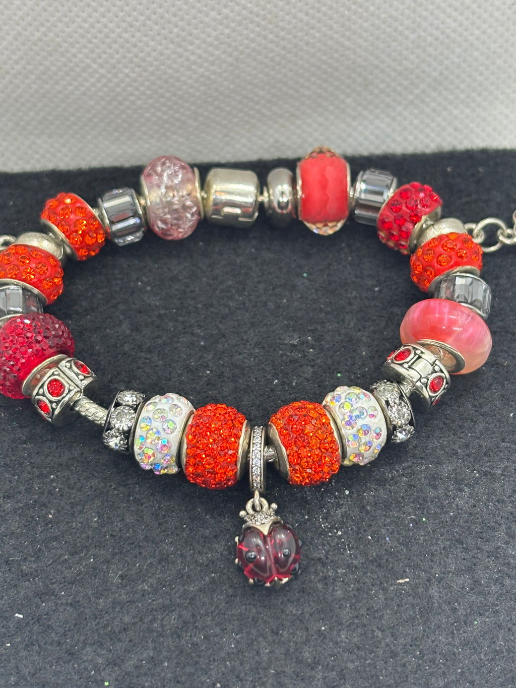 Red Lady Bug Charm Bracelet