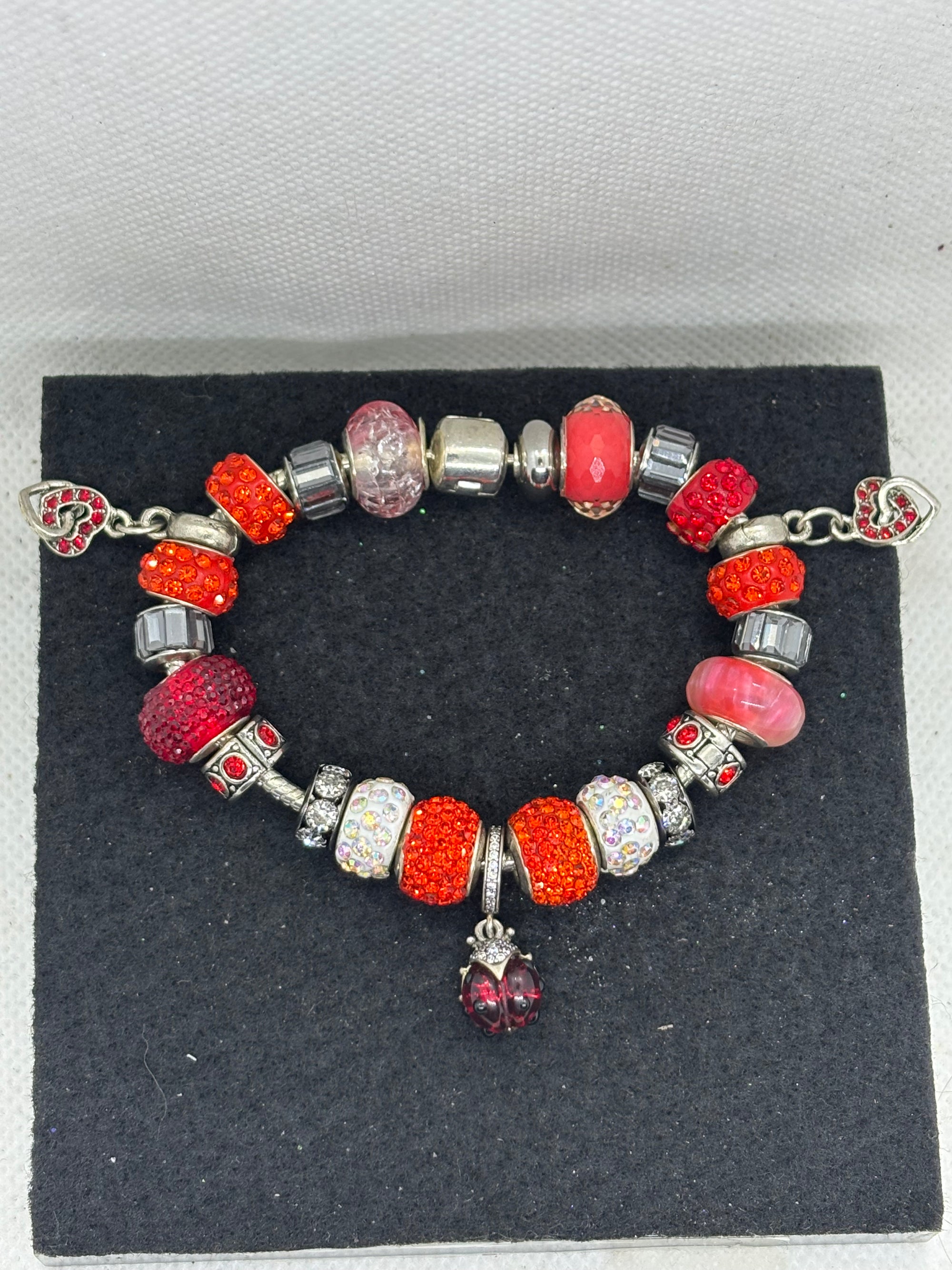 Red Lady Bug Charm Bracelet