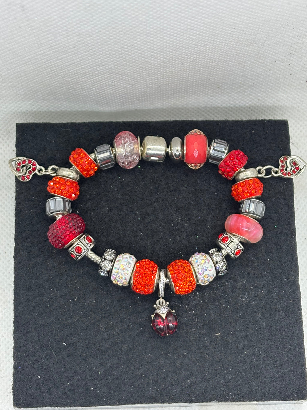 Red Lady Bug Charm Bracelet