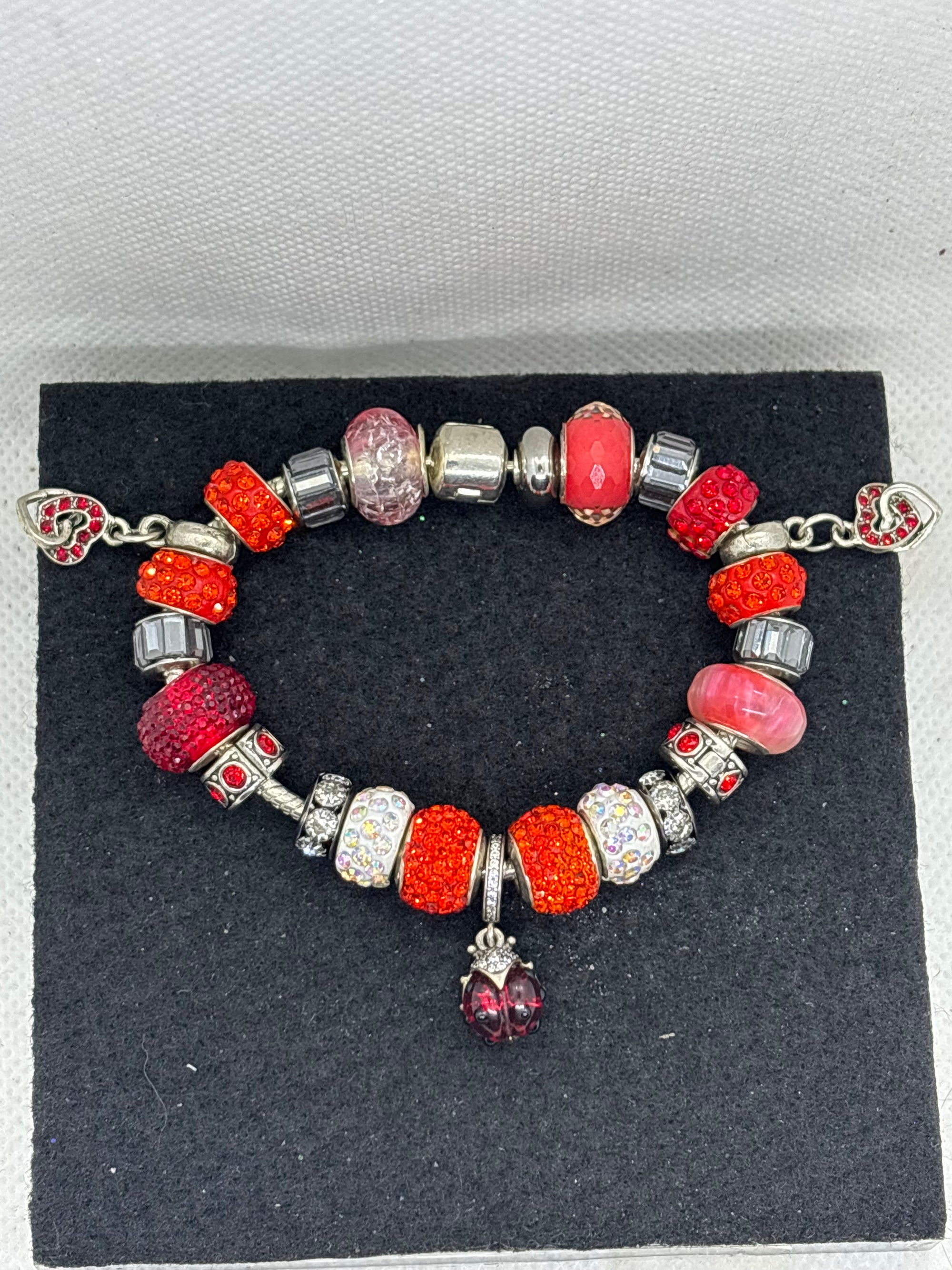 Red Lady Bug Charm Bracelet