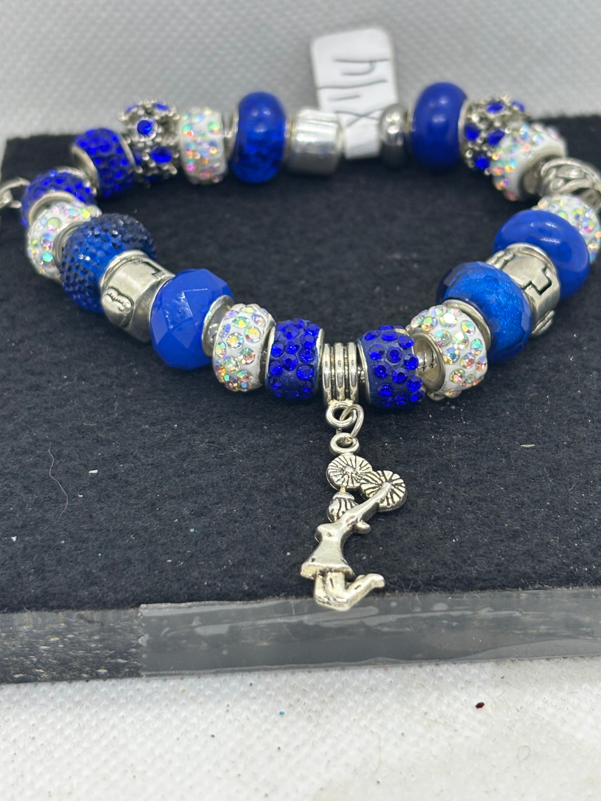 Blue Cheerleading Charm Bracelet