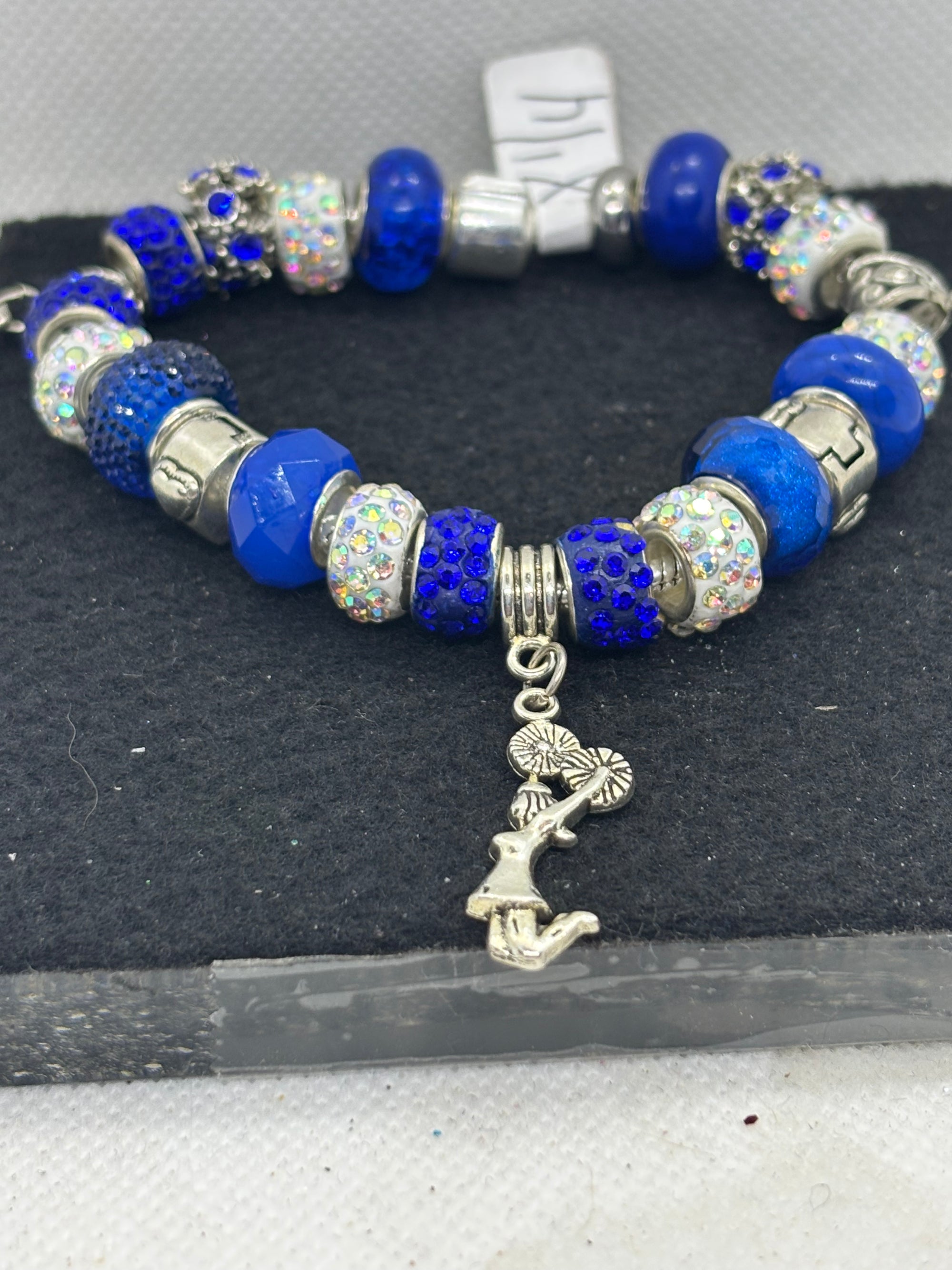 Blue Cheerleading Charm Bracelet