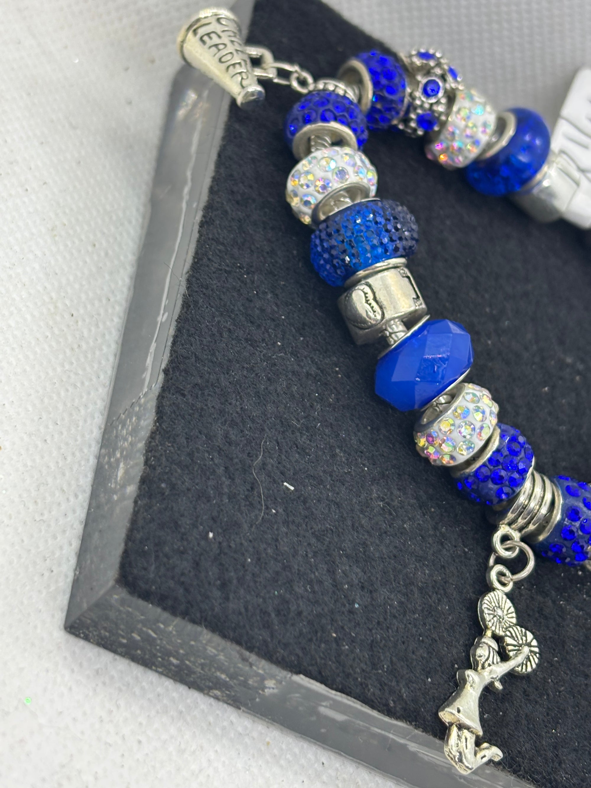 Blue Cheerleading Charm Bracelet