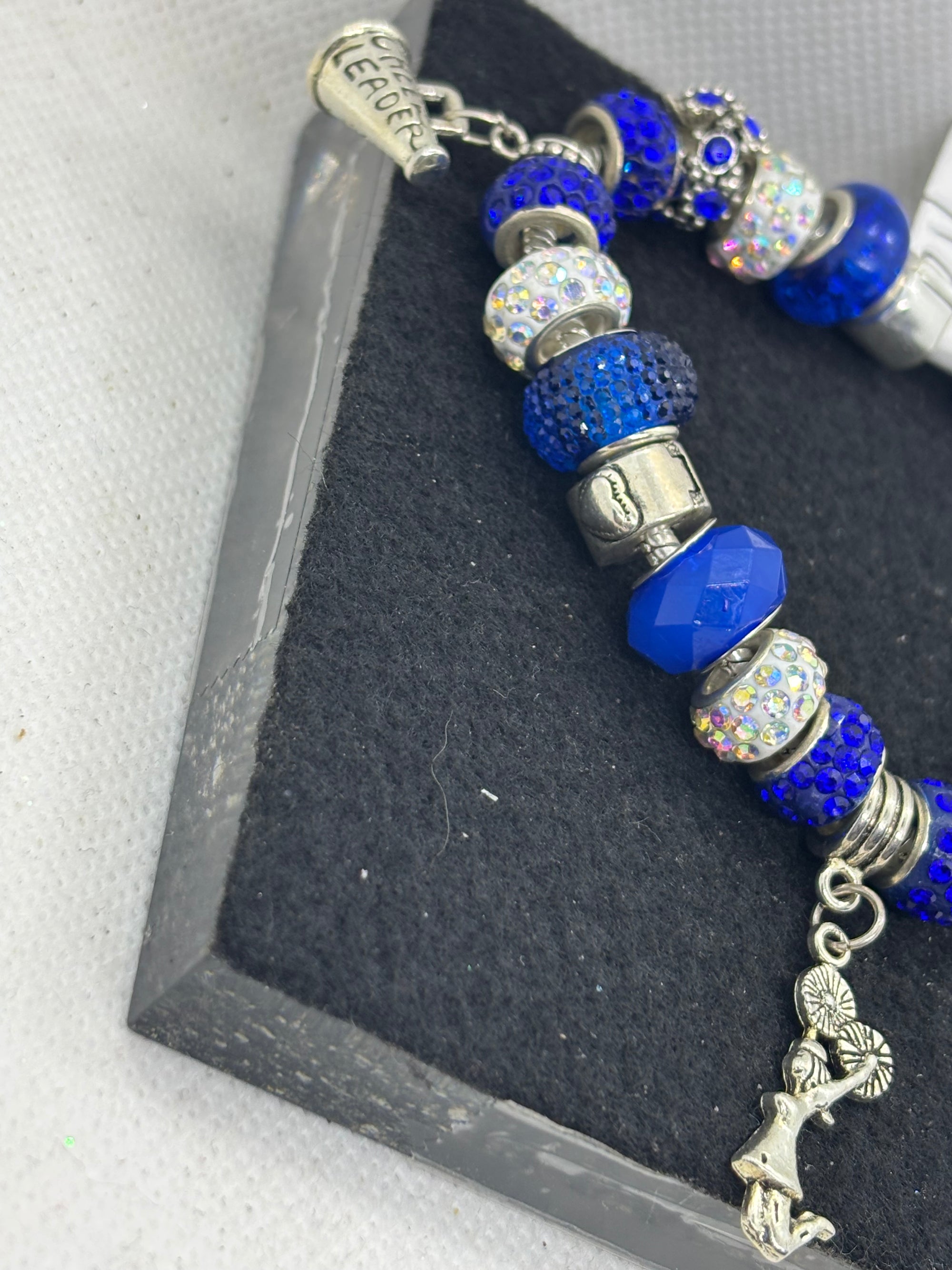 Blue Cheerleading Charm Bracelet