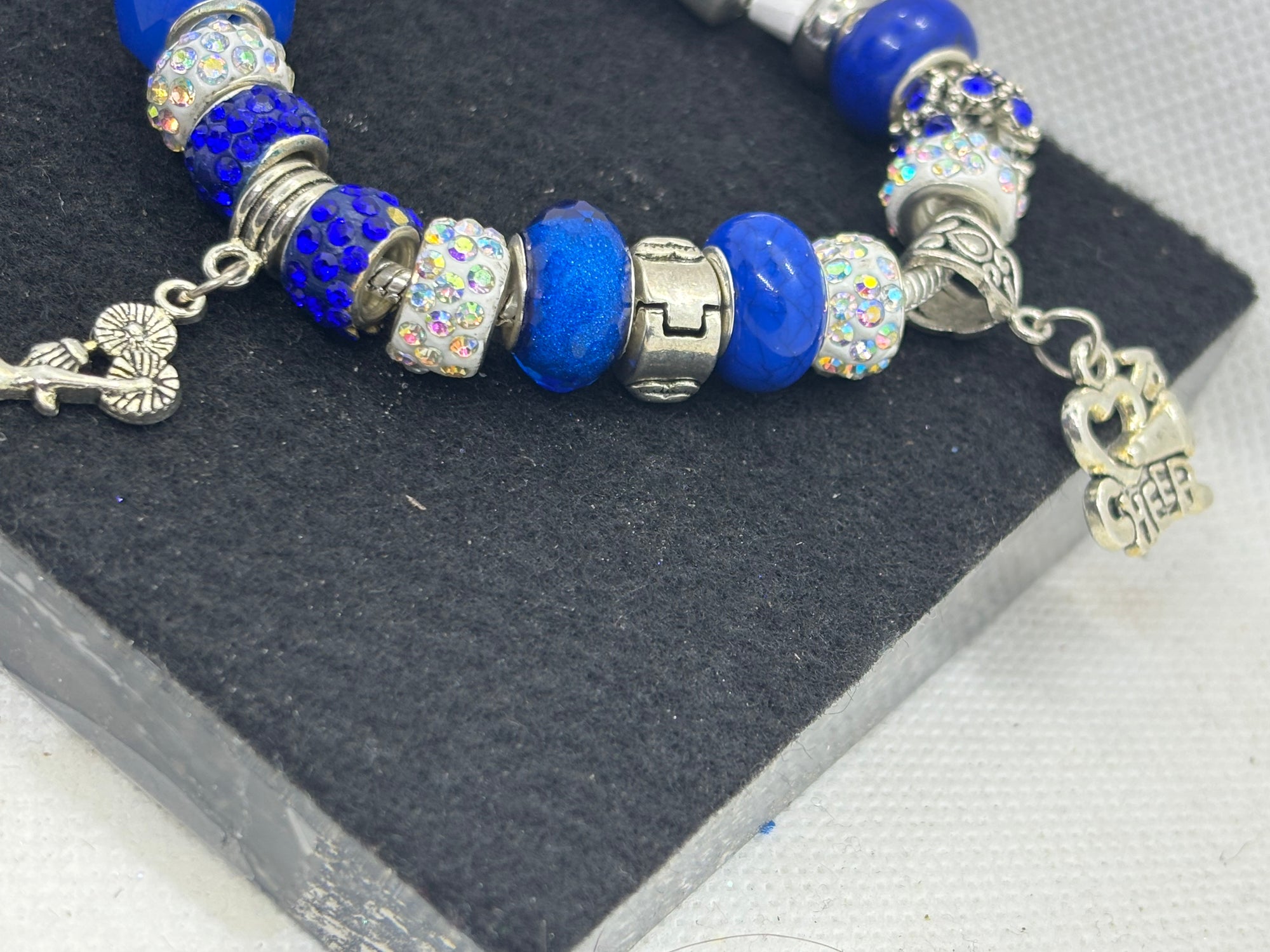 Blue Cheerleading Charm Bracelet