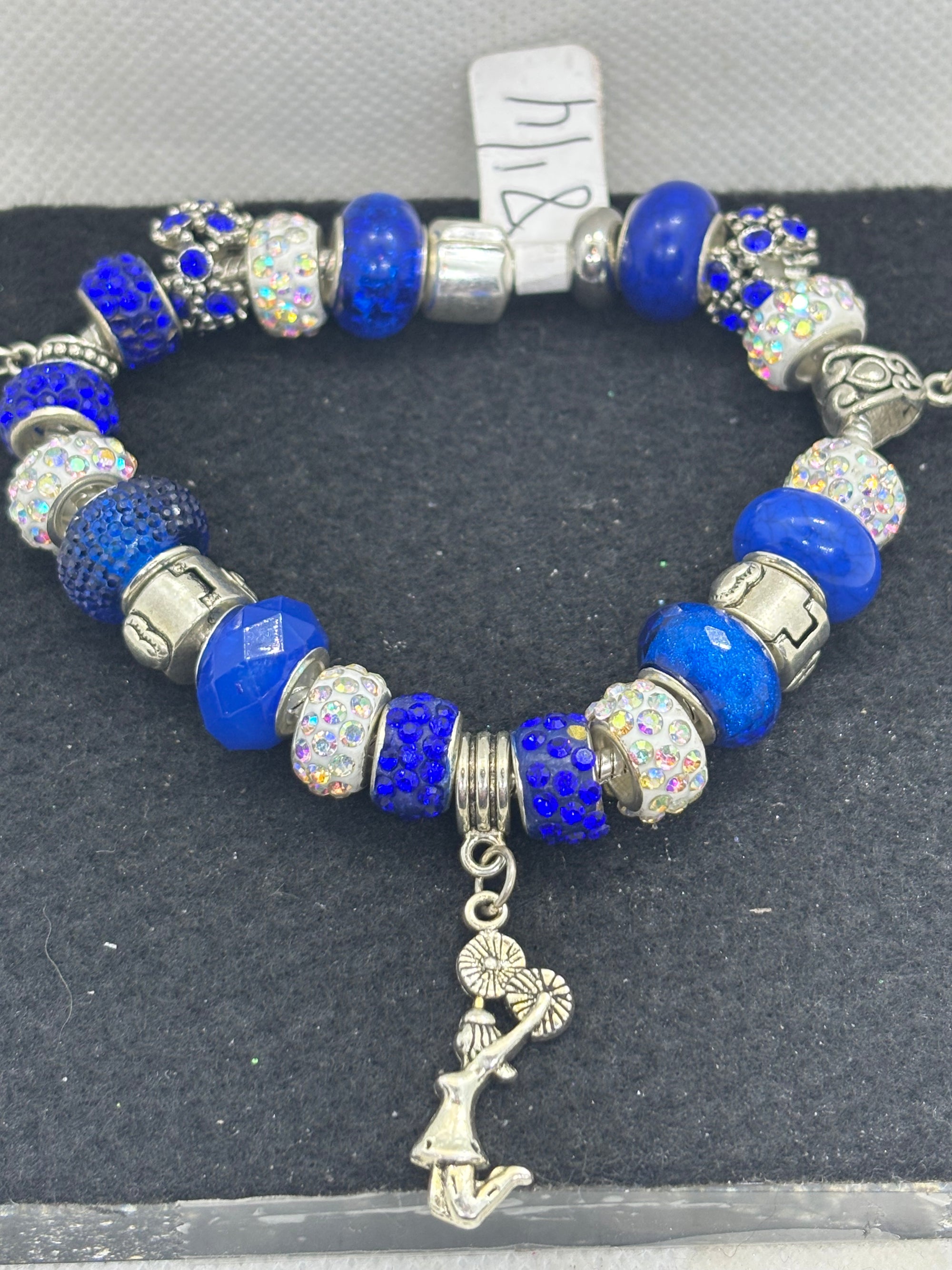 Blue Cheerleading Charm Bracelet