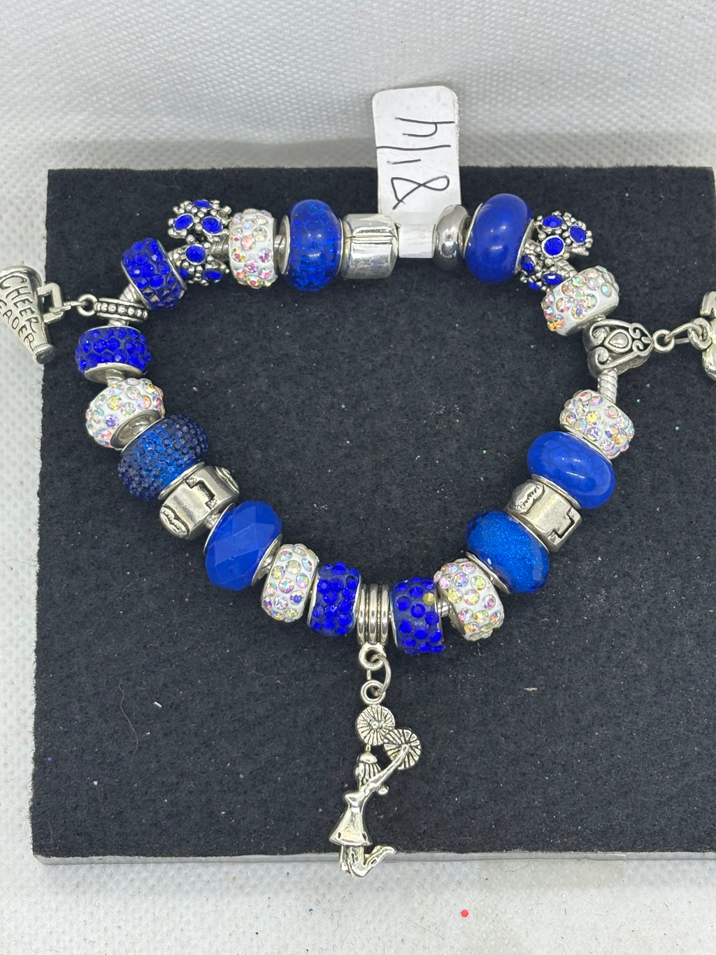 Blue Cheerleading Charm Bracelet