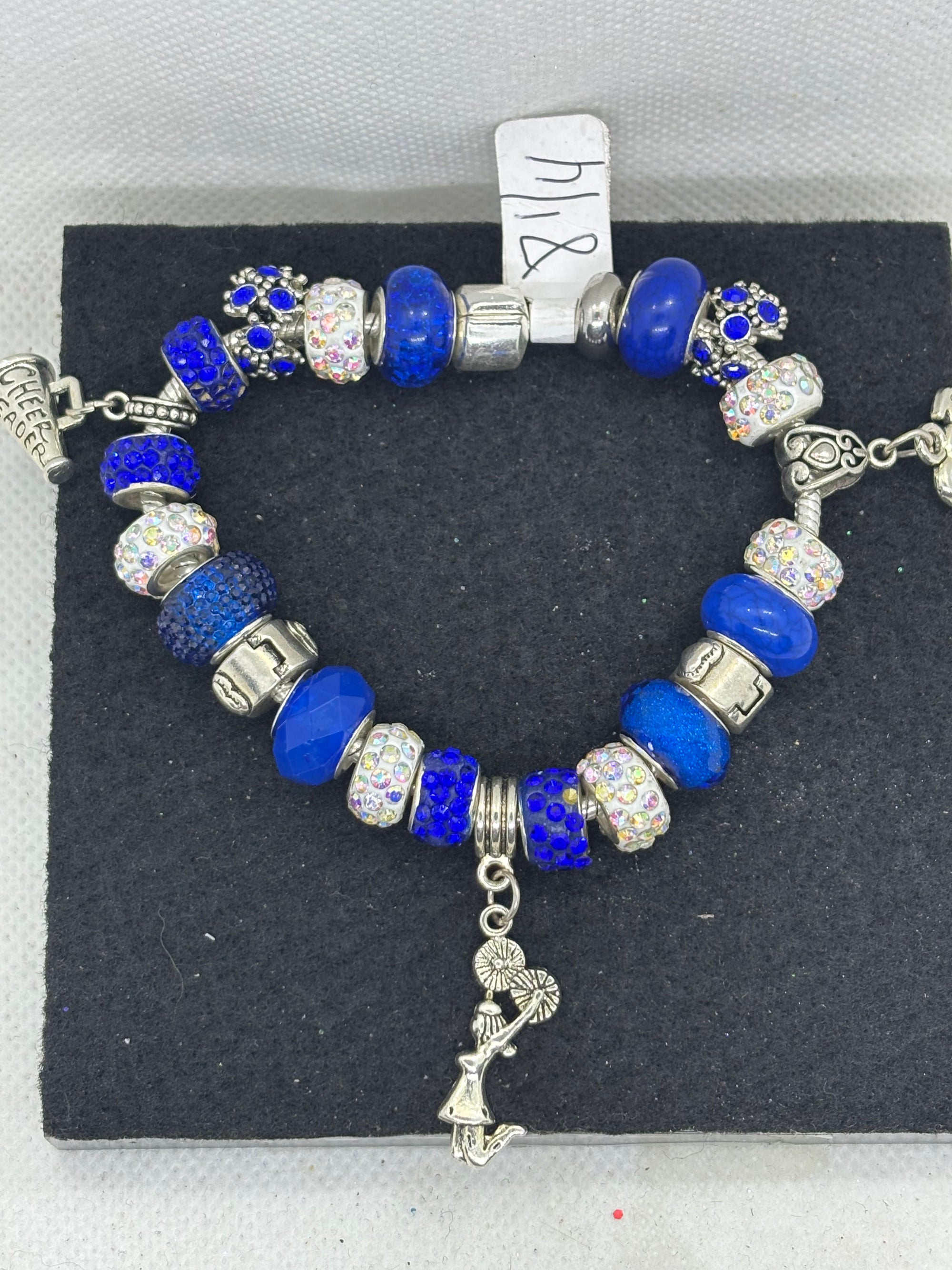 Blue Cheerleading Charm Bracelet