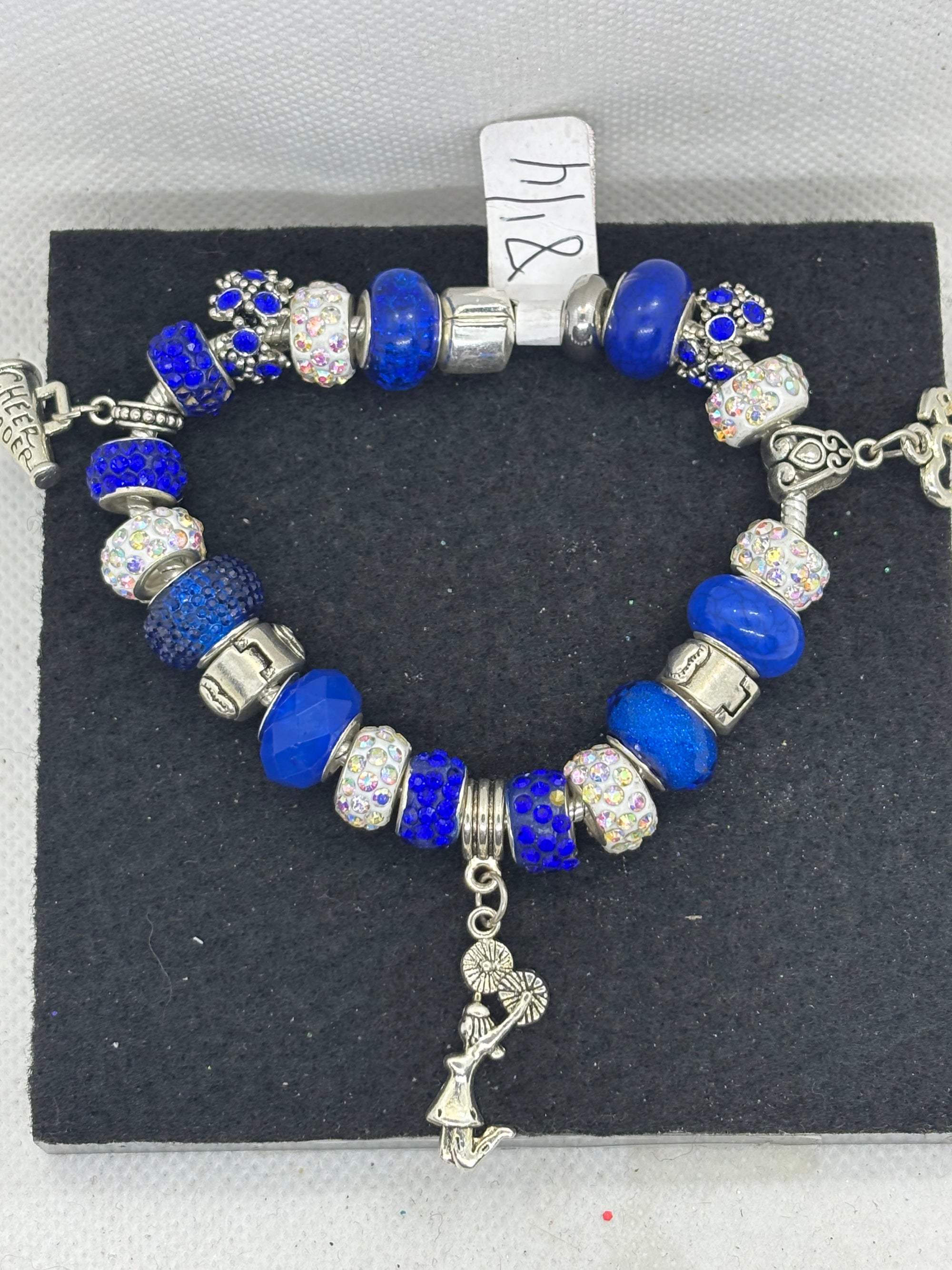 Blue Cheerleading Charm Bracelet