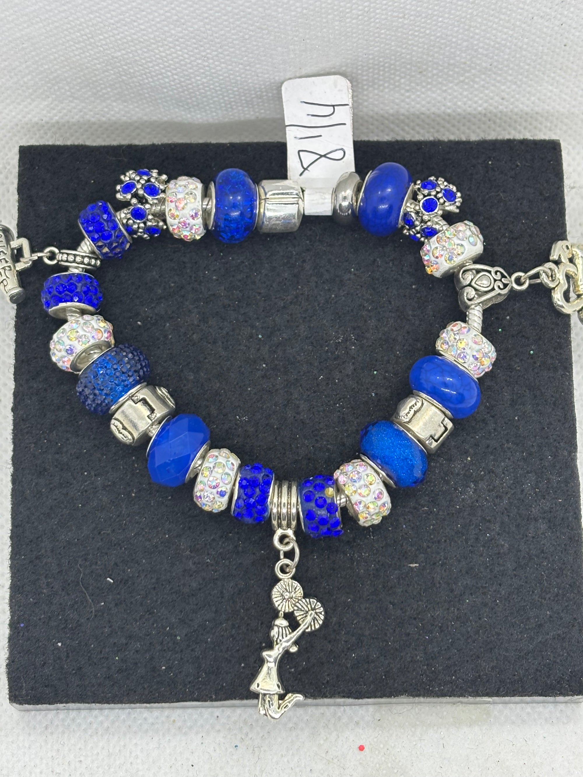 Blue Cheerleading Charm Bracelet