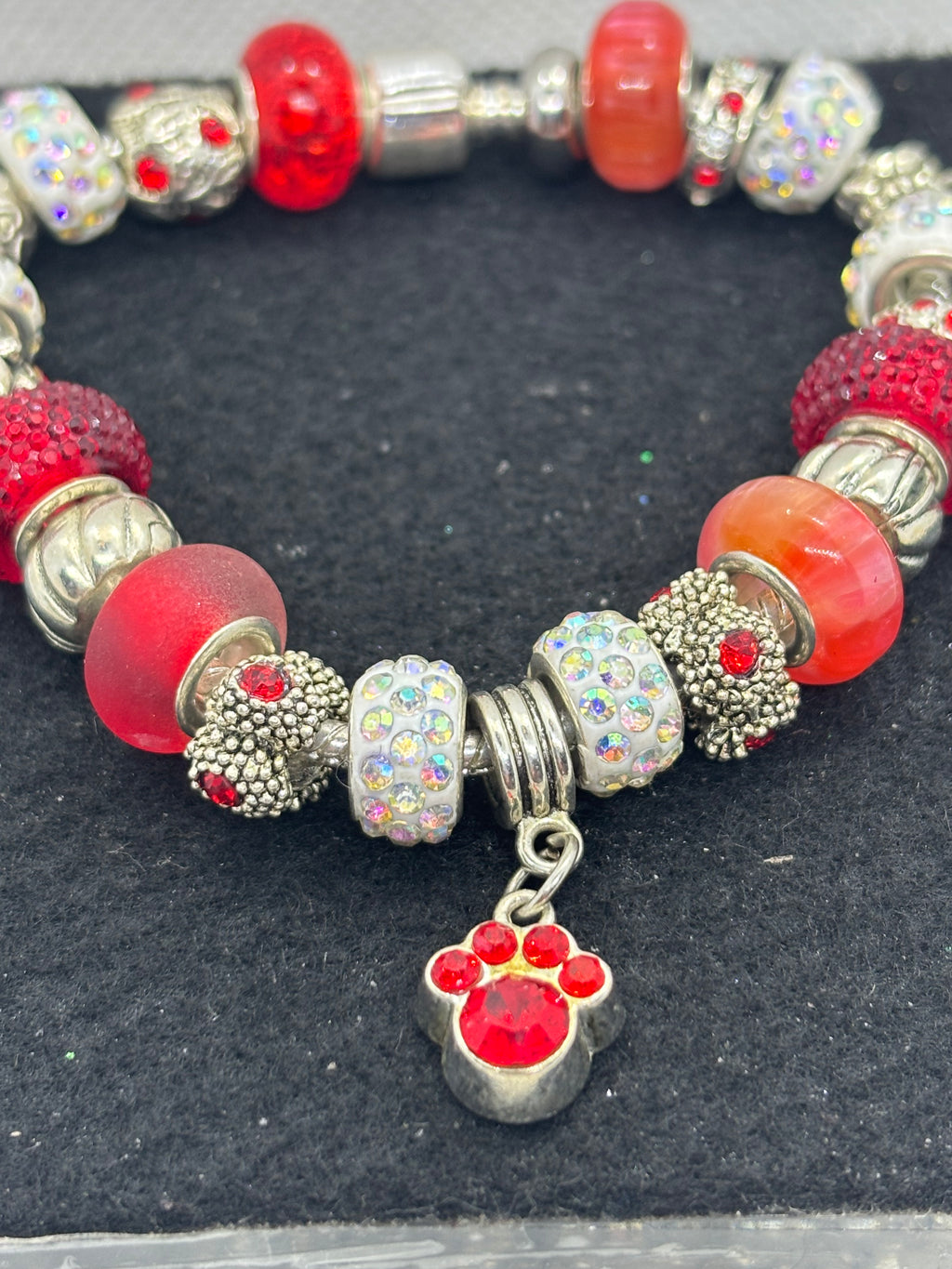 Red Paw Print Charm Bracelet
