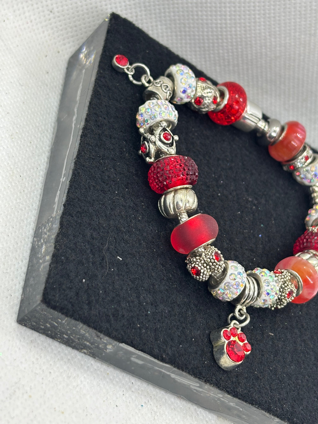 Red Paw Print Charm Bracelet