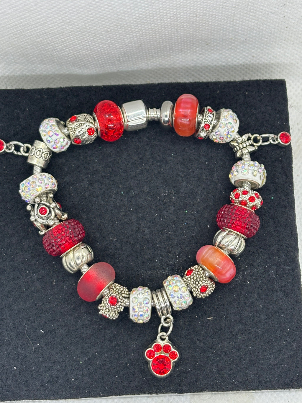 Red Paw Print Charm Bracelet