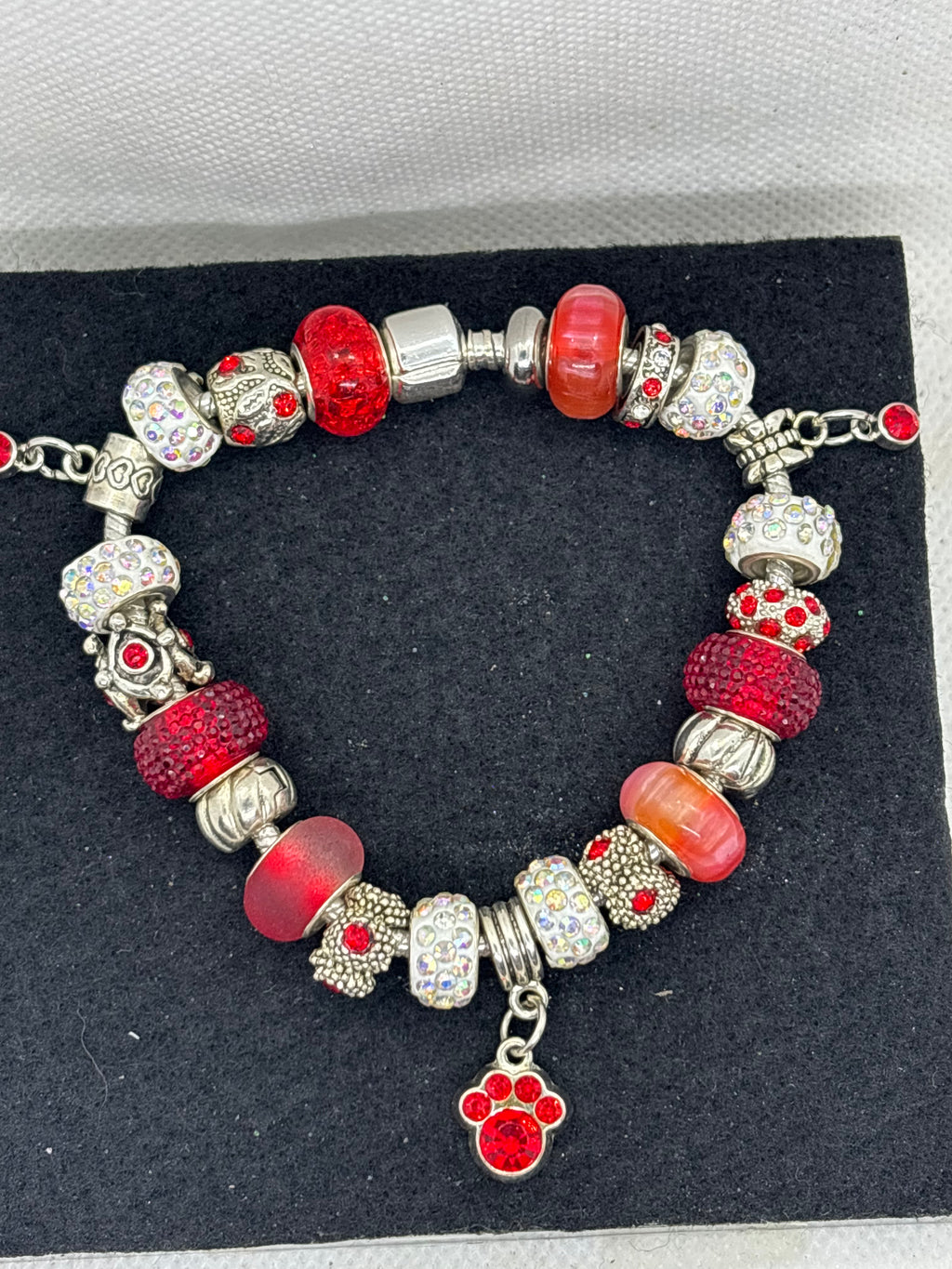 Red Paw Print Charm Bracelet