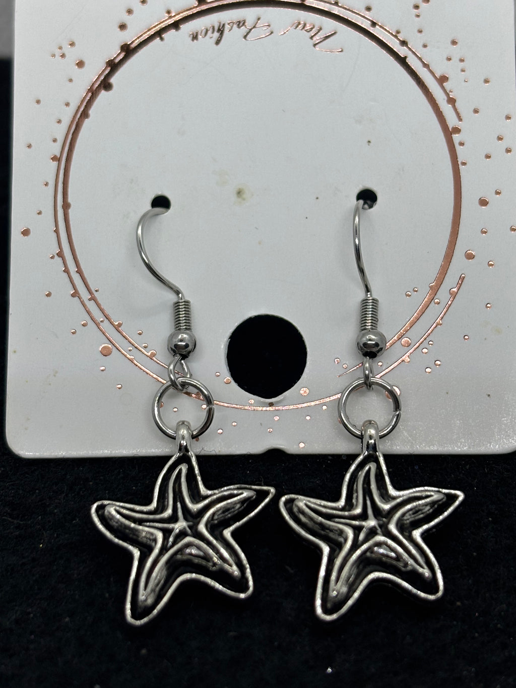Black and Silver Starfish Earrings