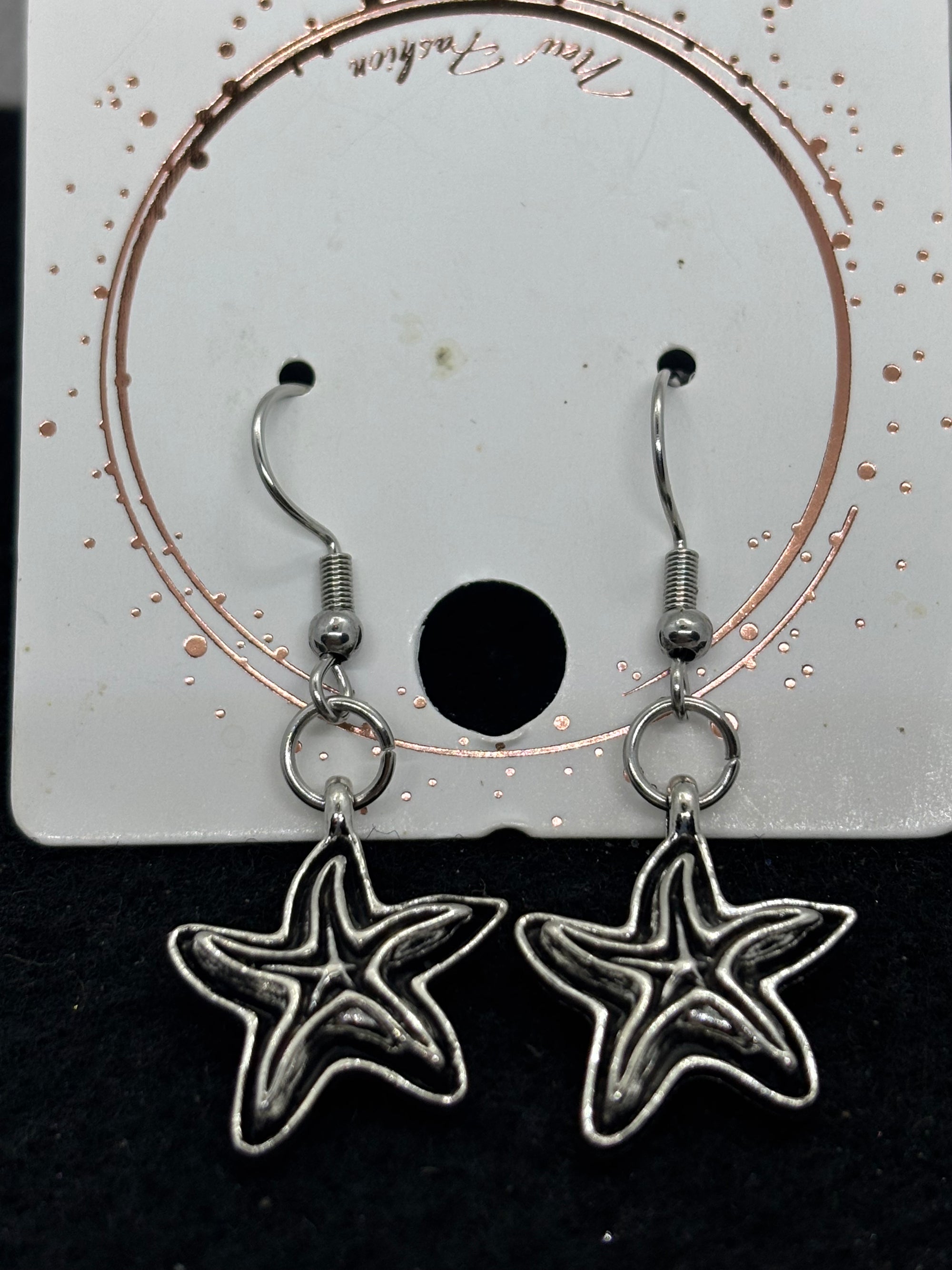 Black and Silver Starfish Earrings