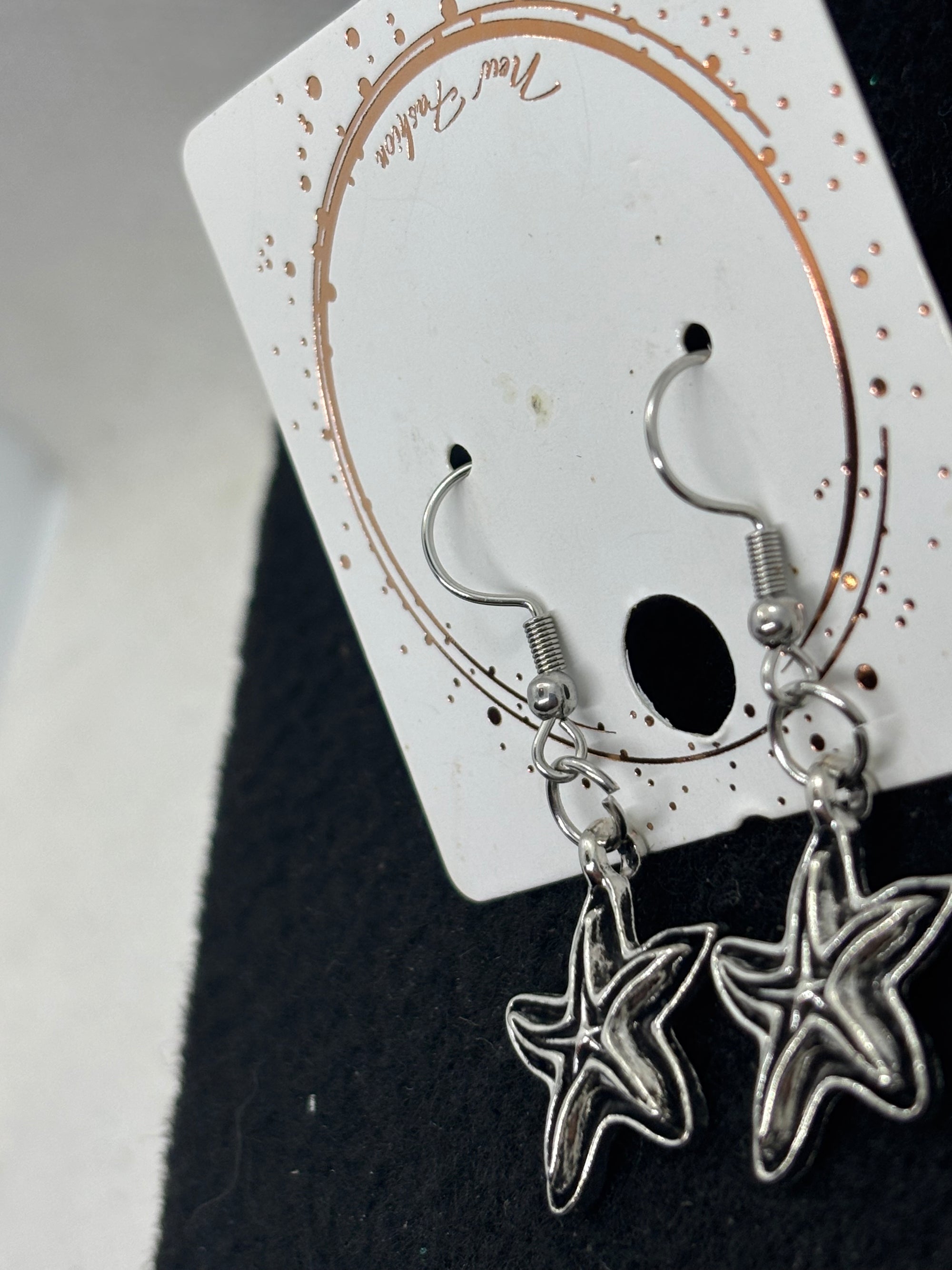 Black and Silver Starfish Earrings