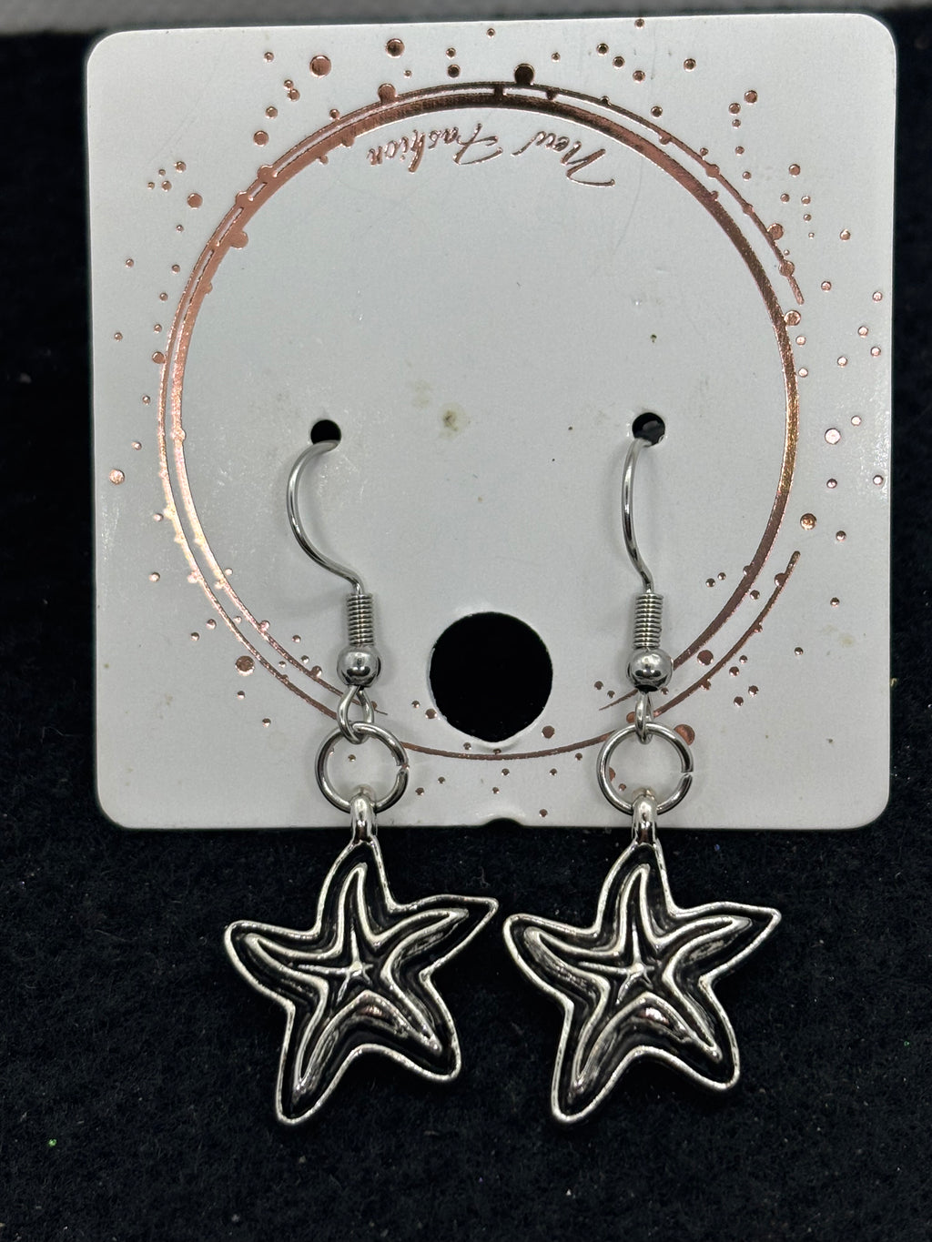 Black and Silver Starfish Earrings