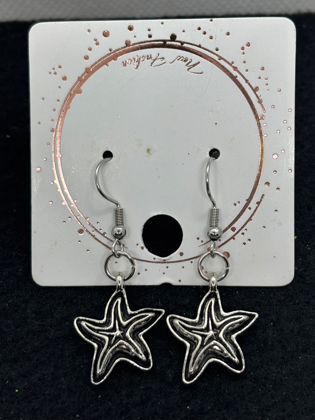 Black and Silver Starfish Earrings