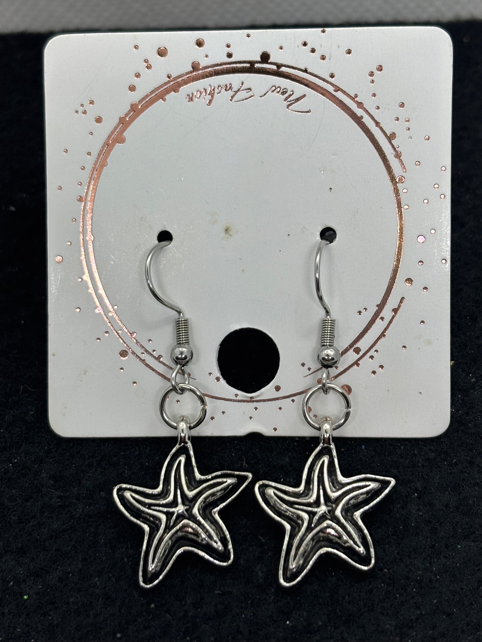 Black and Silver Starfish Earrings