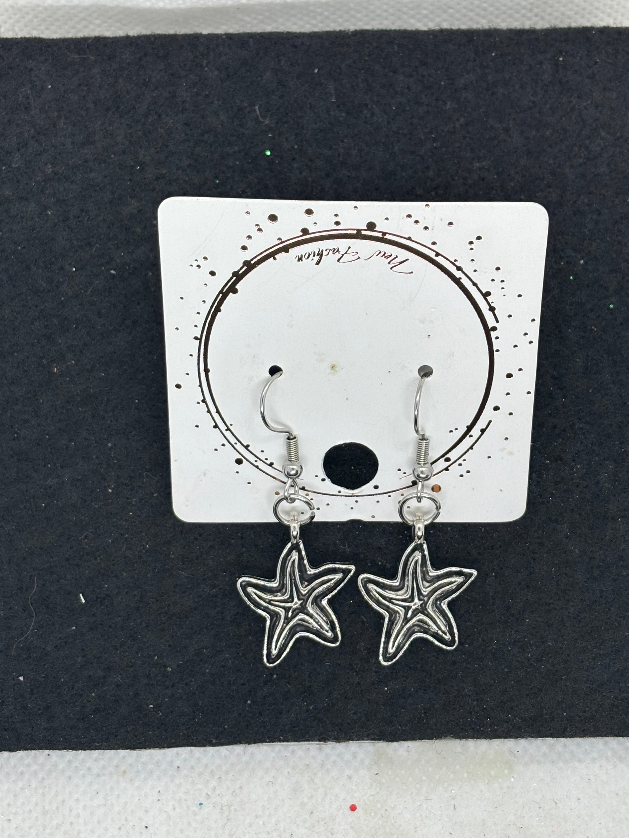 Black and Silver Starfish Earrings
