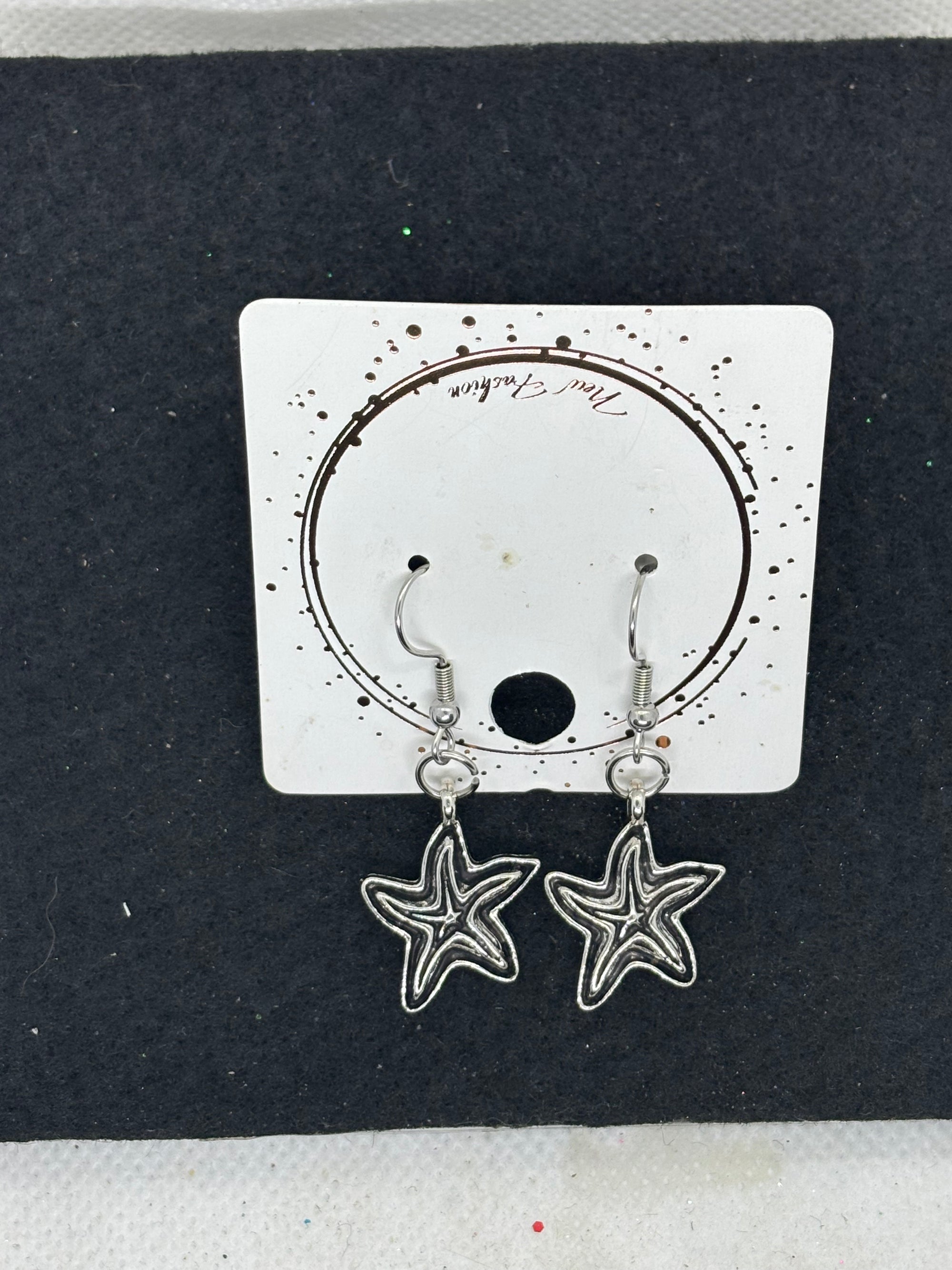 Black and Silver Starfish Earrings