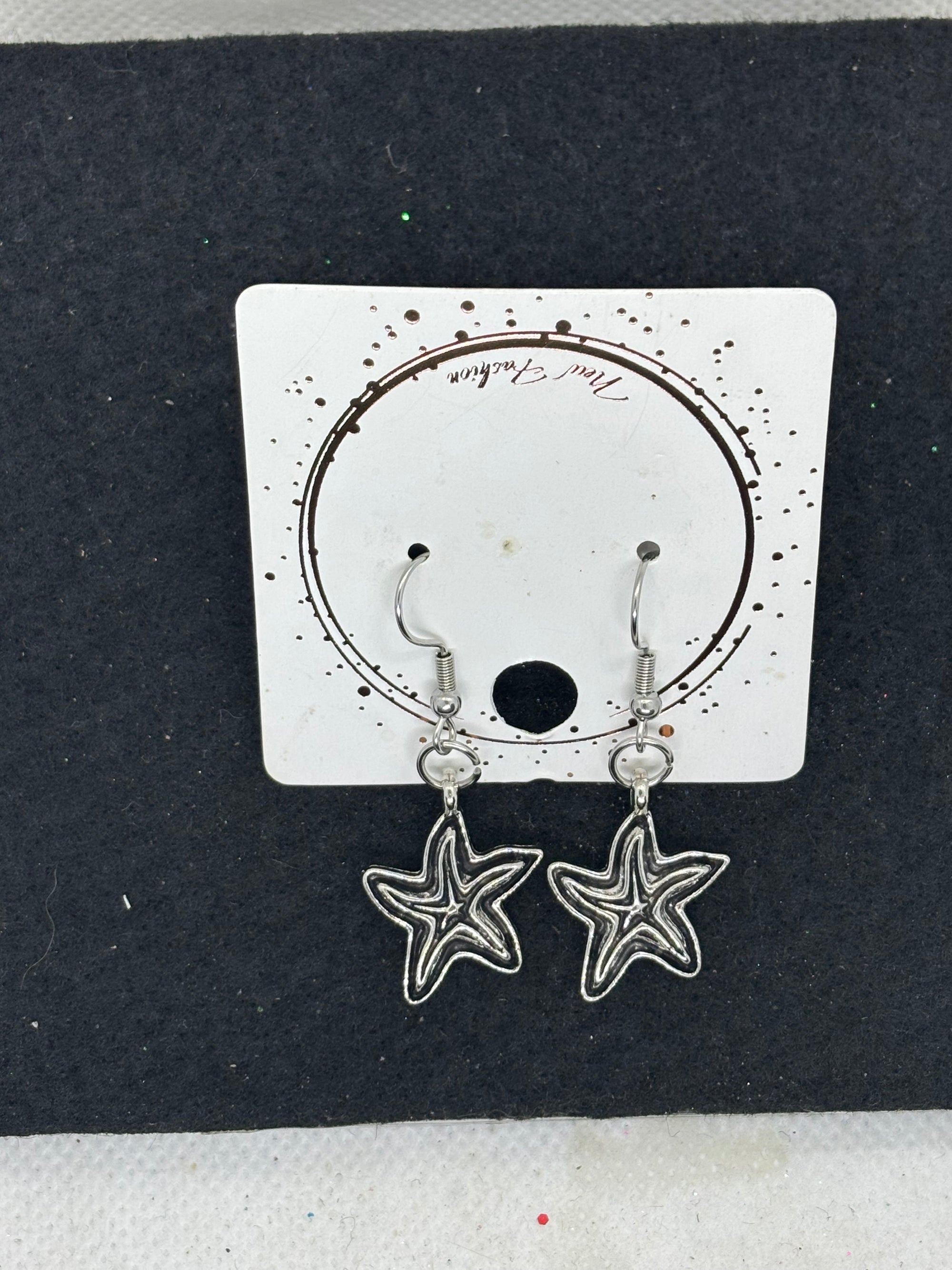 Black and Silver Starfish Earrings