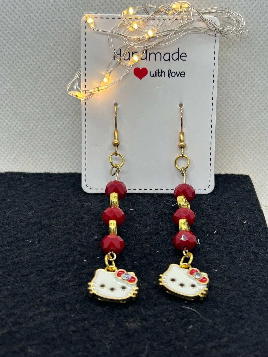 Red and Gold Kitty Earrings