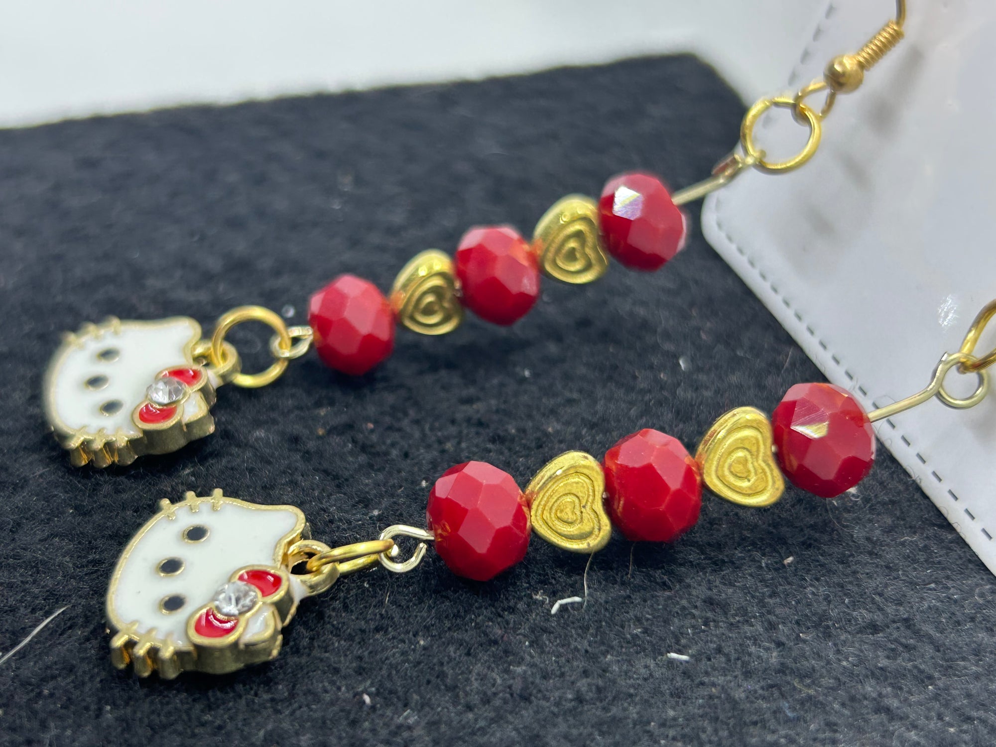 Red and Gold Kitty Earrings